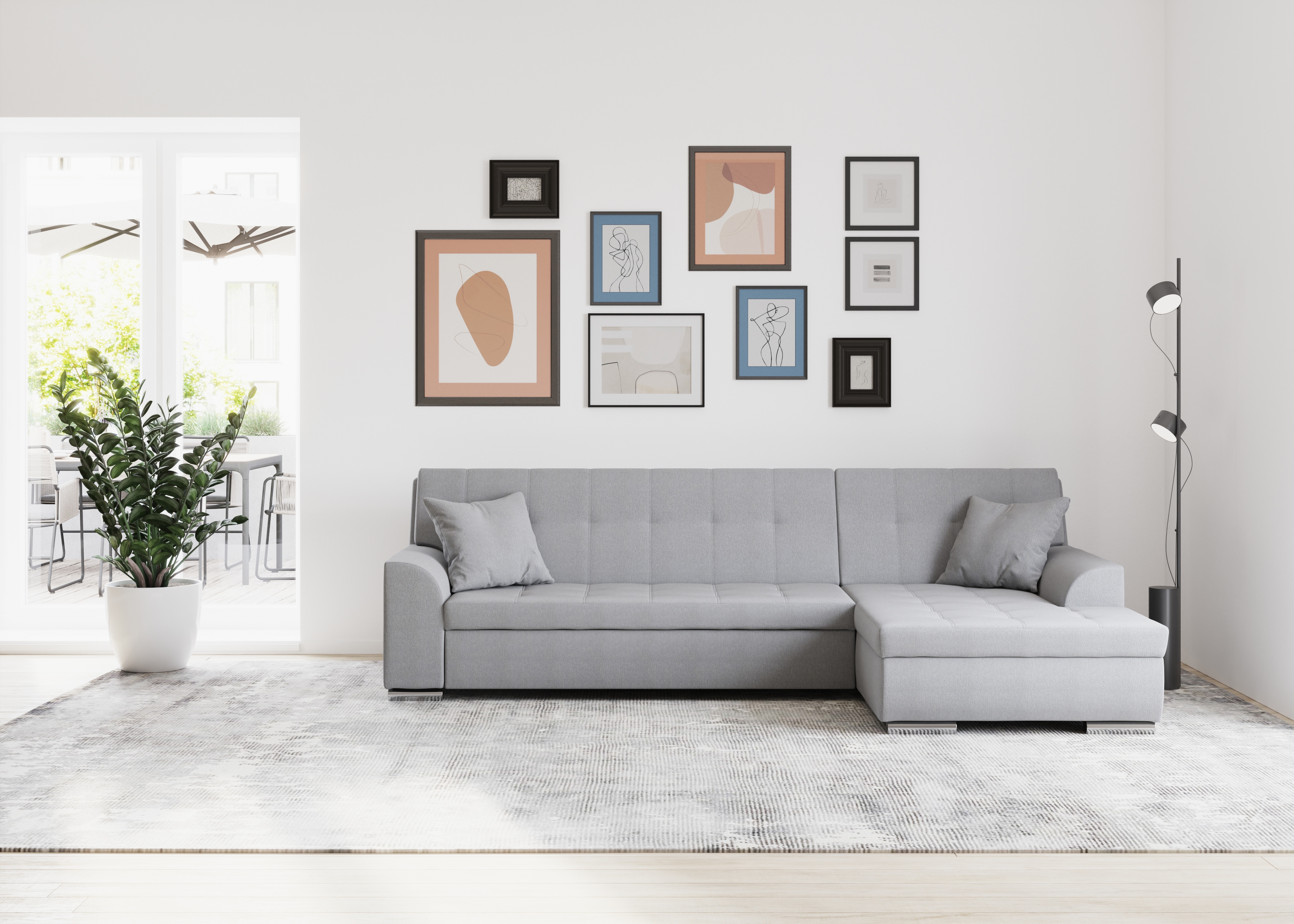 DOMO collection Ecksofa "TREVISO viele Bezüge, auch in Cord, L-Form, 267x178 cm" wahlw. mit Bettfunktion, inkl. Zierkissen, Unser Dauertiefpreis