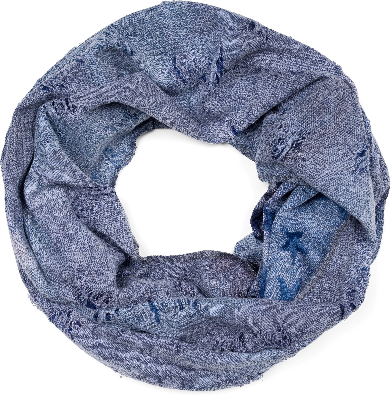styleBREAKER Loop "Loop Schal Destroyed Denim Sterne" 1 Stk. günstig online kaufen