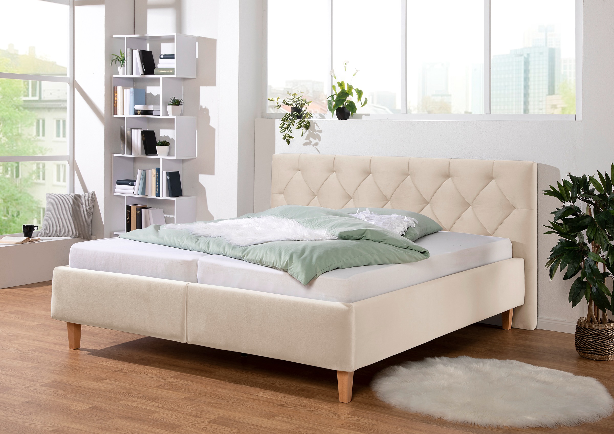 Home affaire Polsterbett "Sunley 100", Kreuzsteppung, Kopfteilhöhe 102 cm, günstig online kaufen