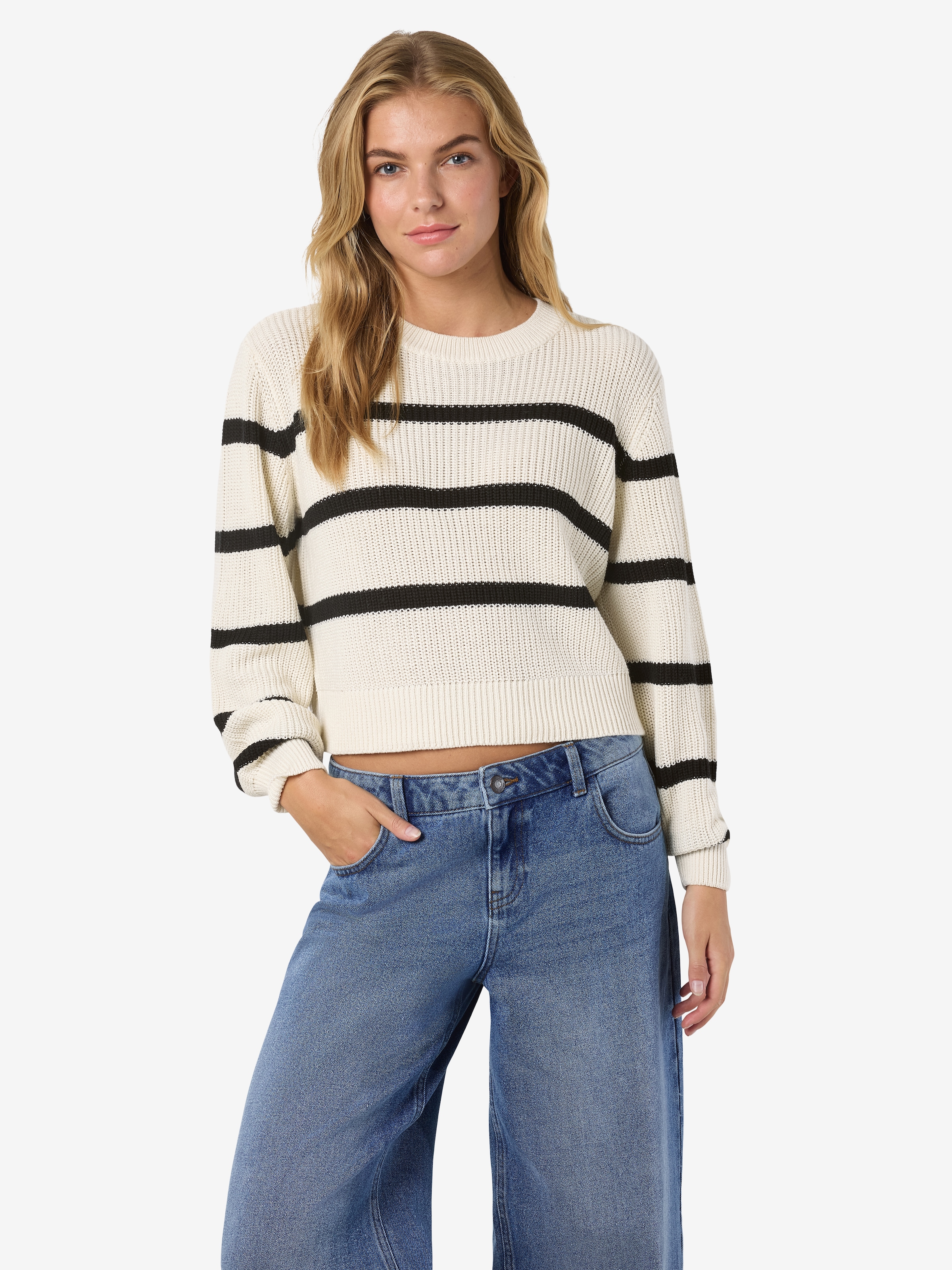 Noisy may Strickpullover "NMMAYSA L/S STRIPE O-NECK KNIT NOOS" günstig online kaufen