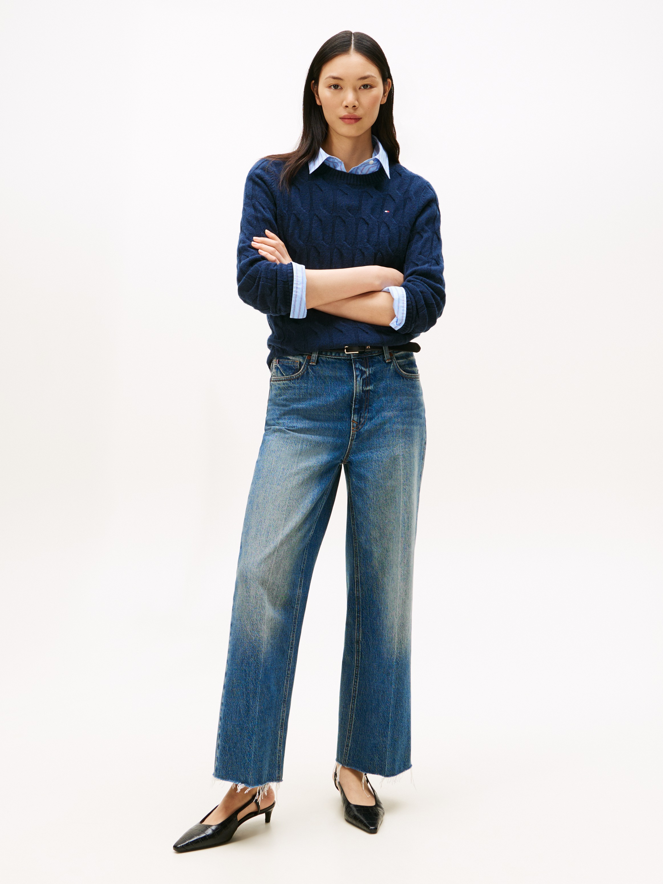 Thumbnail - Tommy Hilfiger Strickpullover "SOFT WOOL CABLE C-NK", mit Zopfmuster, aus reiner Wolle