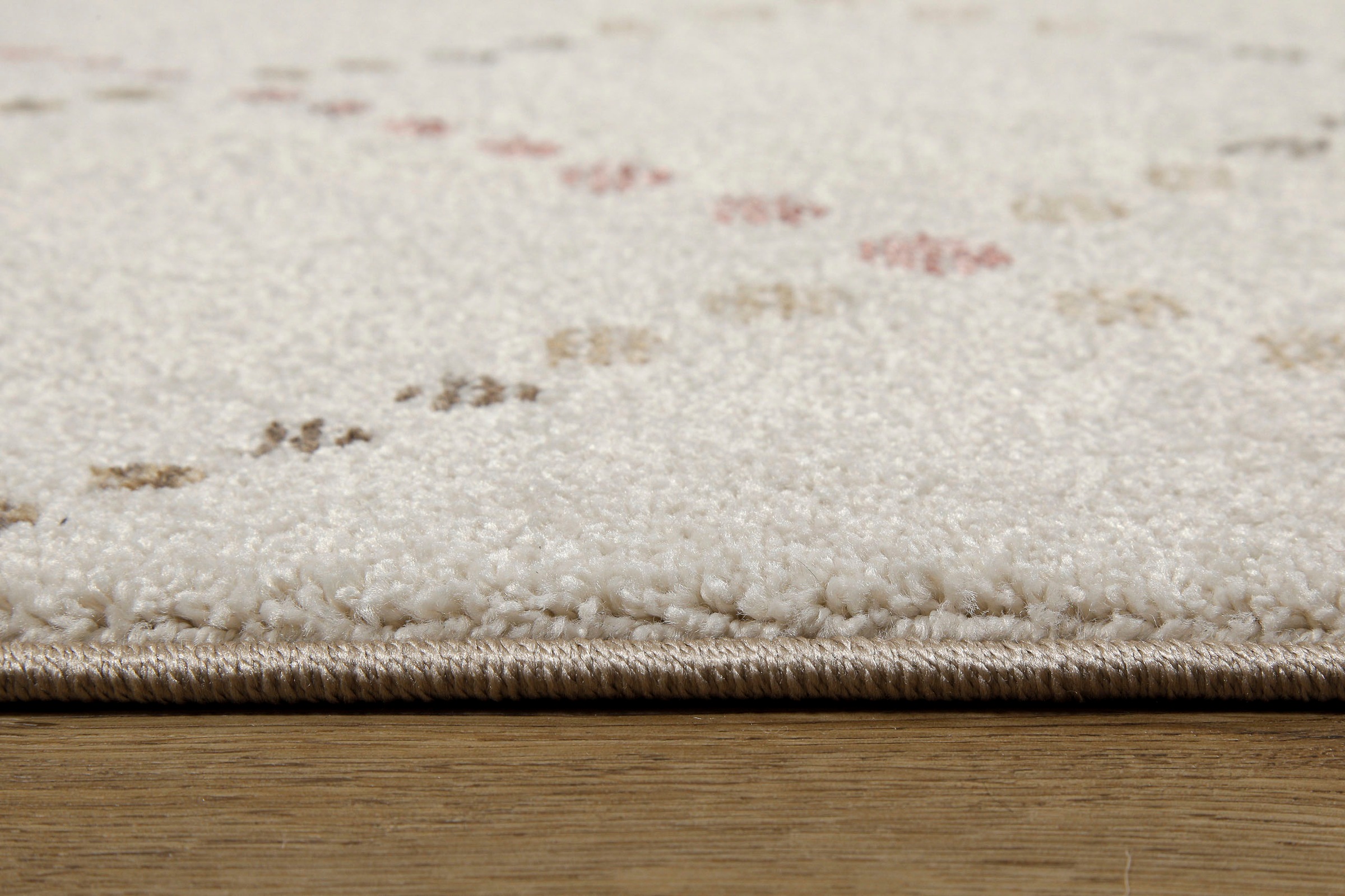 my home Teppich »Thoren«, rechteckig, 12 mm Höhe, weicher Kurzflor, Rautenmuster mit Fransen, Wohnzimmer, Schlafzimmer