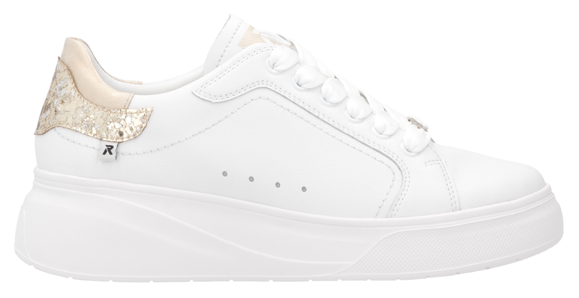 RIEKER Sport Plateausneaker, Schnürschuh, Halbschuh, Freizeitschuh, Metallic-Akzent an der Ferse