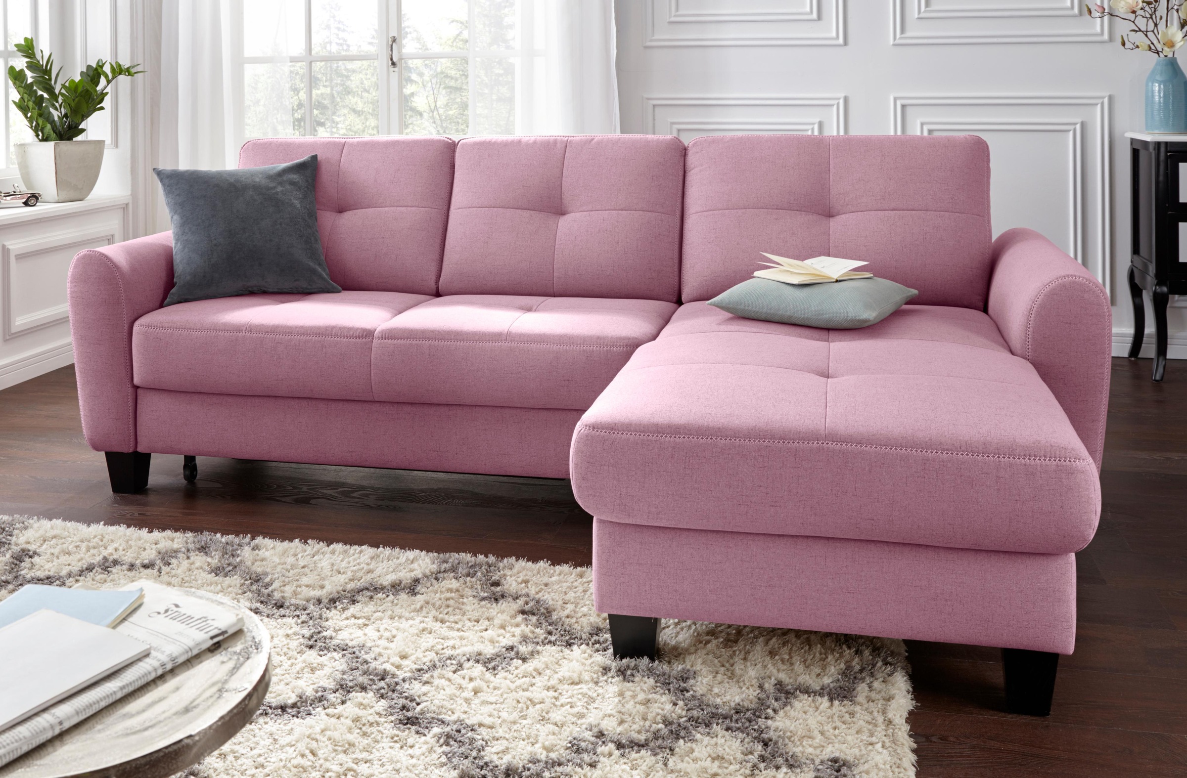 sit&more Ecksofa »Varese L-Form«, mit Federkern, wahlweise mit Bettfunktion und Stauraum