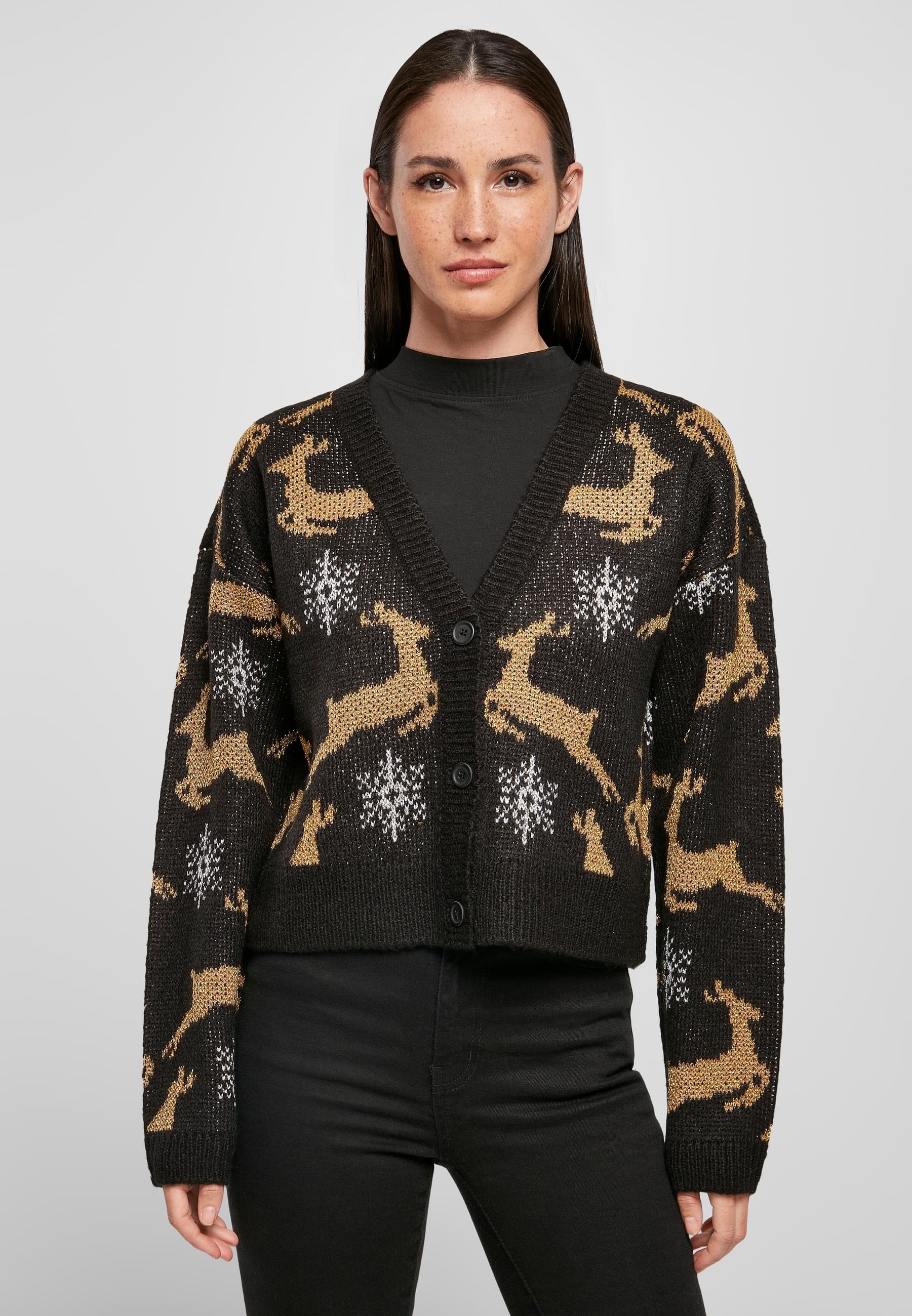 URBAN CLASSICS Cardigan »Urban Classics Damen Ladies Short Oversized Christmas Cardigan«