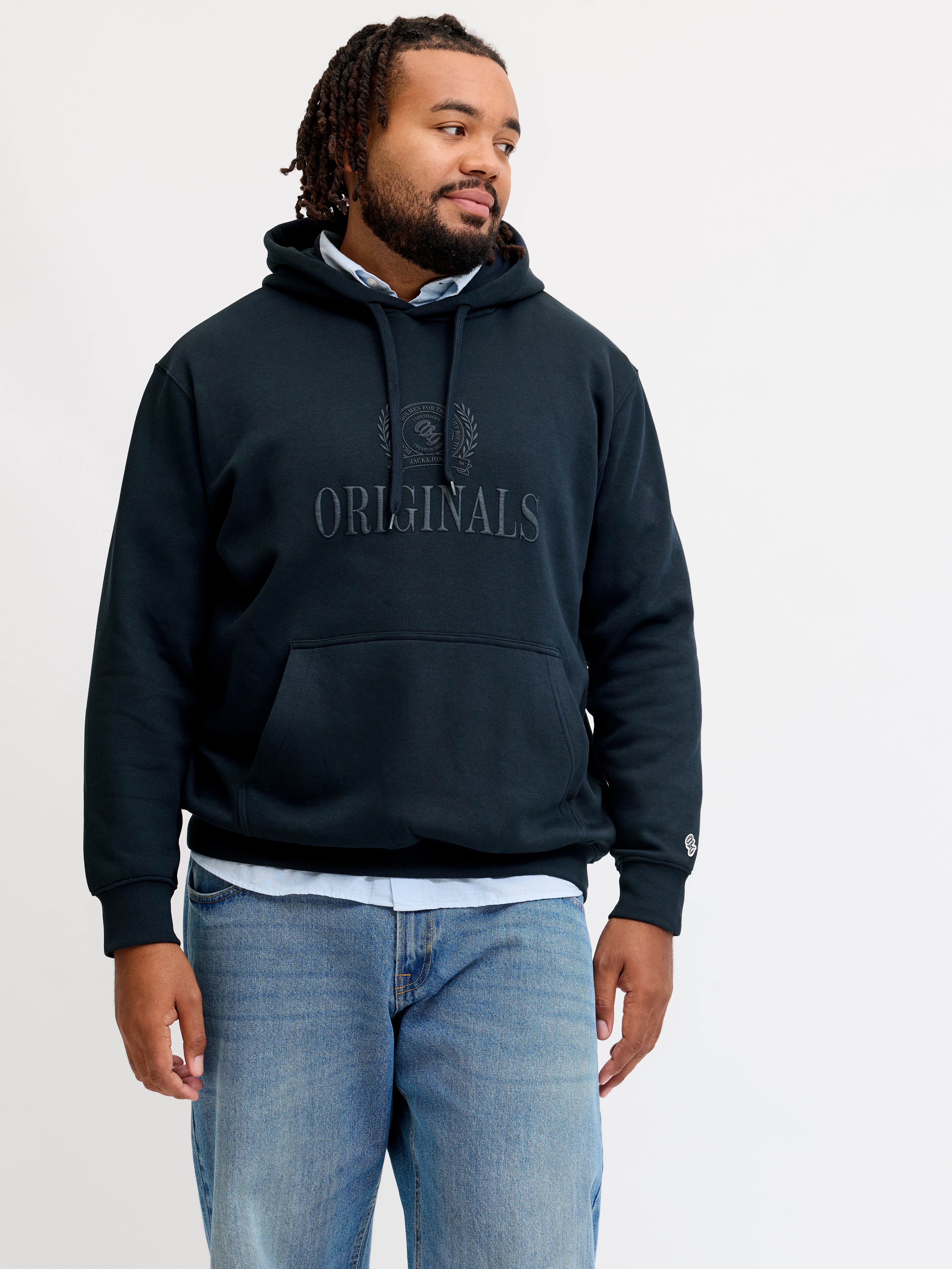 Jack & Jones PlusSize Kapuzensweatshirt "JORFREDERIKSBERG MONOGRAM SWEAT HOOD PLS", Baumwollmischung, regular fit