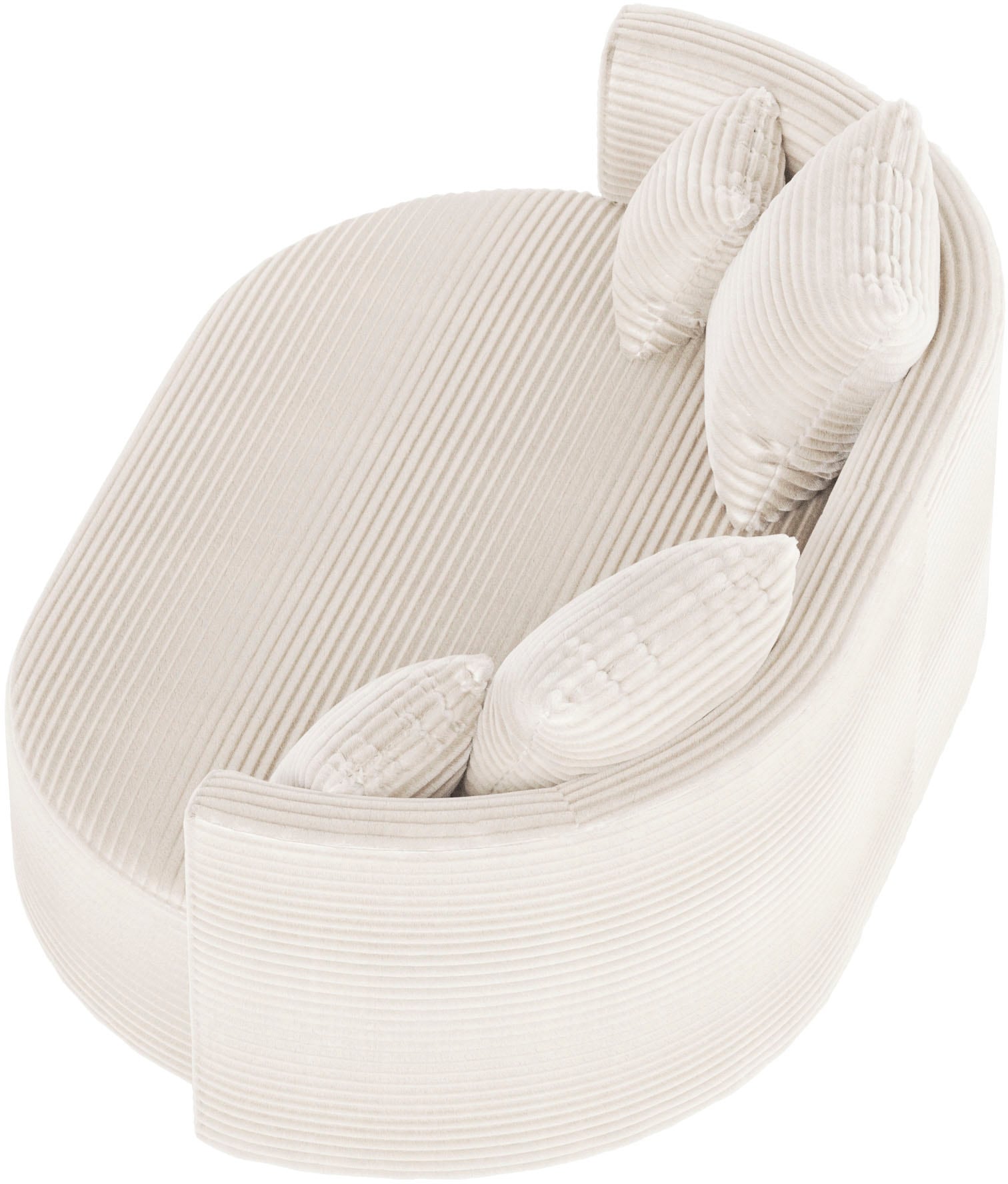 LeGer Home by Lena Gercke 2,5-Sitzer »ISALIE, rundes Loungesofa, mit Kissen, perfekt gepolstert«, moderne Stoffe, mit 4 Zierkissen, extra große Sitzfläche