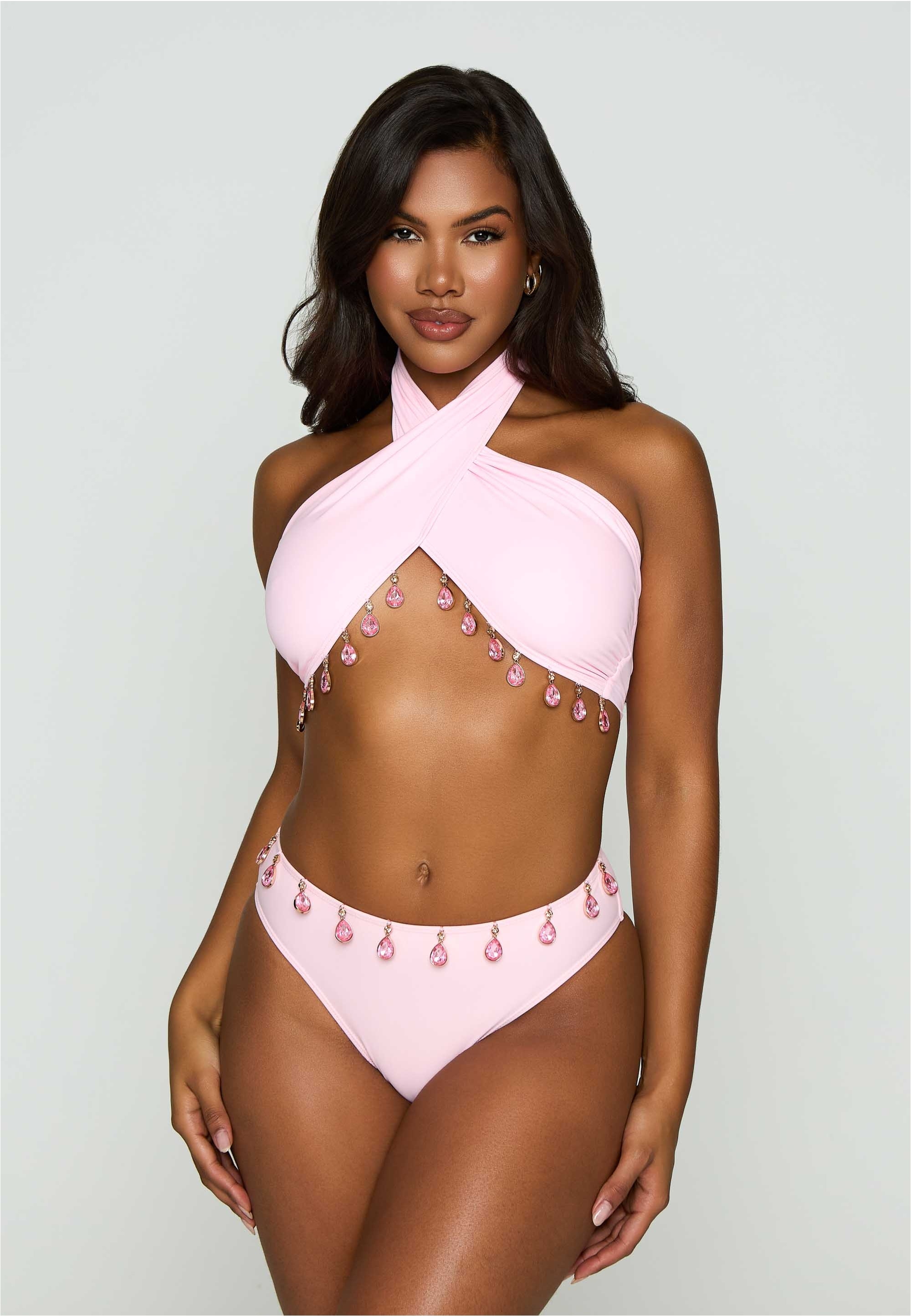 Moda Minx Bikini-Hose »Hera Fixed Droplet High Waist Bikini Bottom«, (1 St.), mit edlen Schmuckelementen