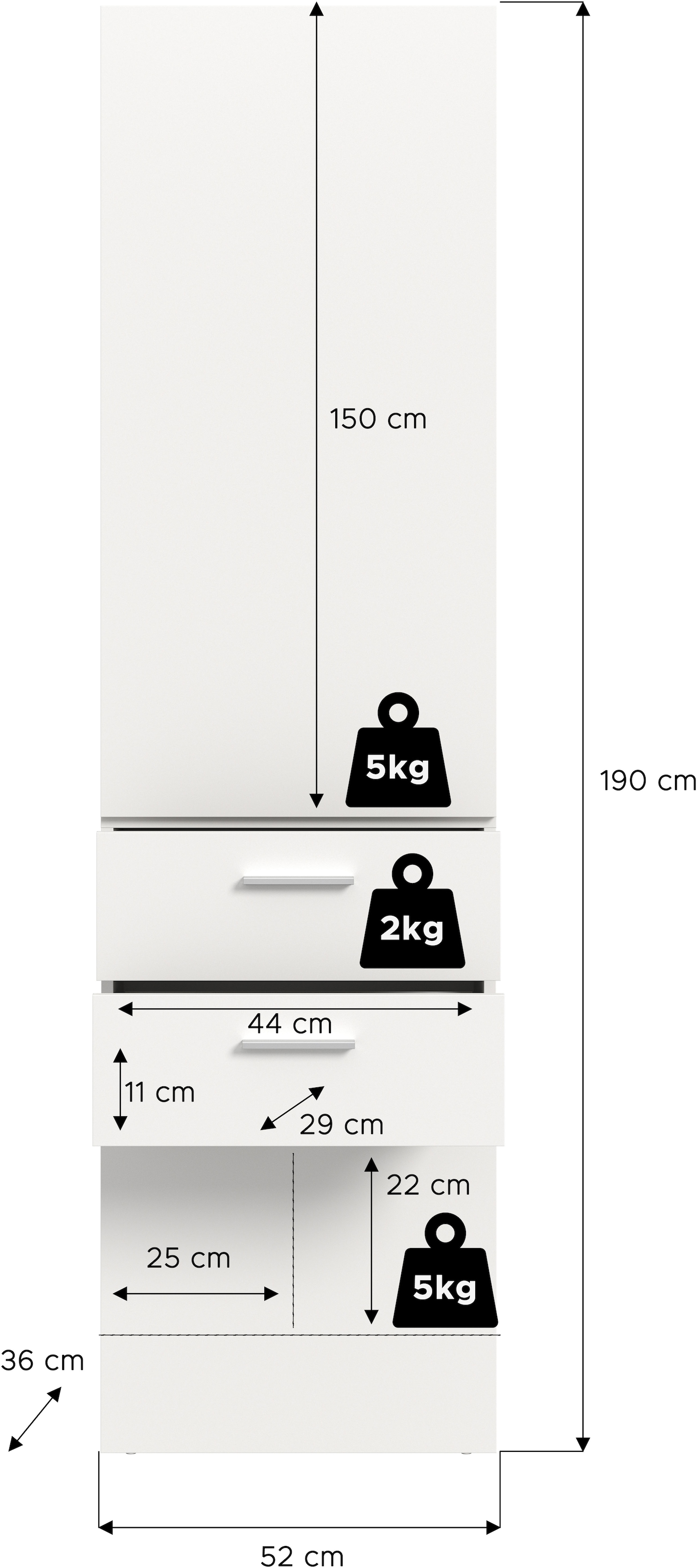 INOSIGN Garderobenpaneel, (1 St.), Lumo, Gardeobenpaneel Höhe 190 cm, 2 Schubkästen, platzsparend, Flur