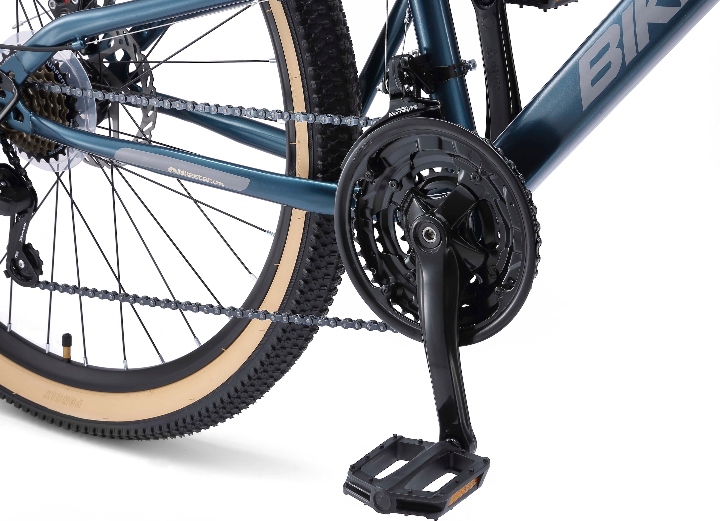 Bikestar Mountainbike, 21 Gang, Shimano, RD-TY300 Schaltwerk, Kettenschaltung, für Damen und Herren, Kettenschaltung
