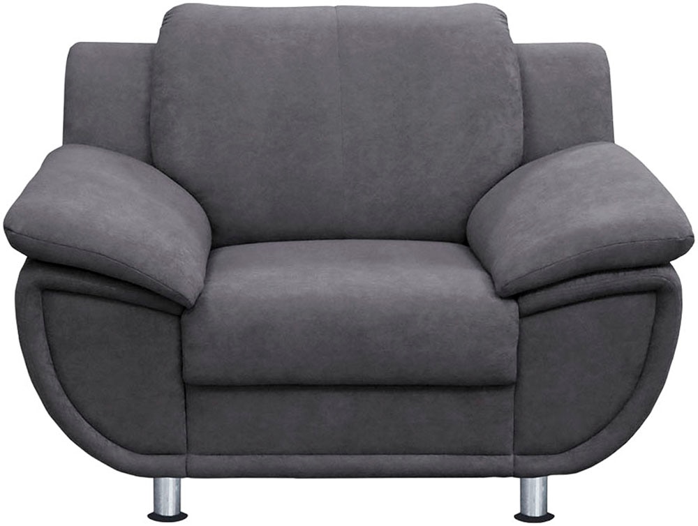 TRENDMANUFAKTUR Sessel "Rondo, Breite 121 cm, breite Armlehnen, Füße chromfarben" Big-Sessel wahlweise mit Federkern, bequem