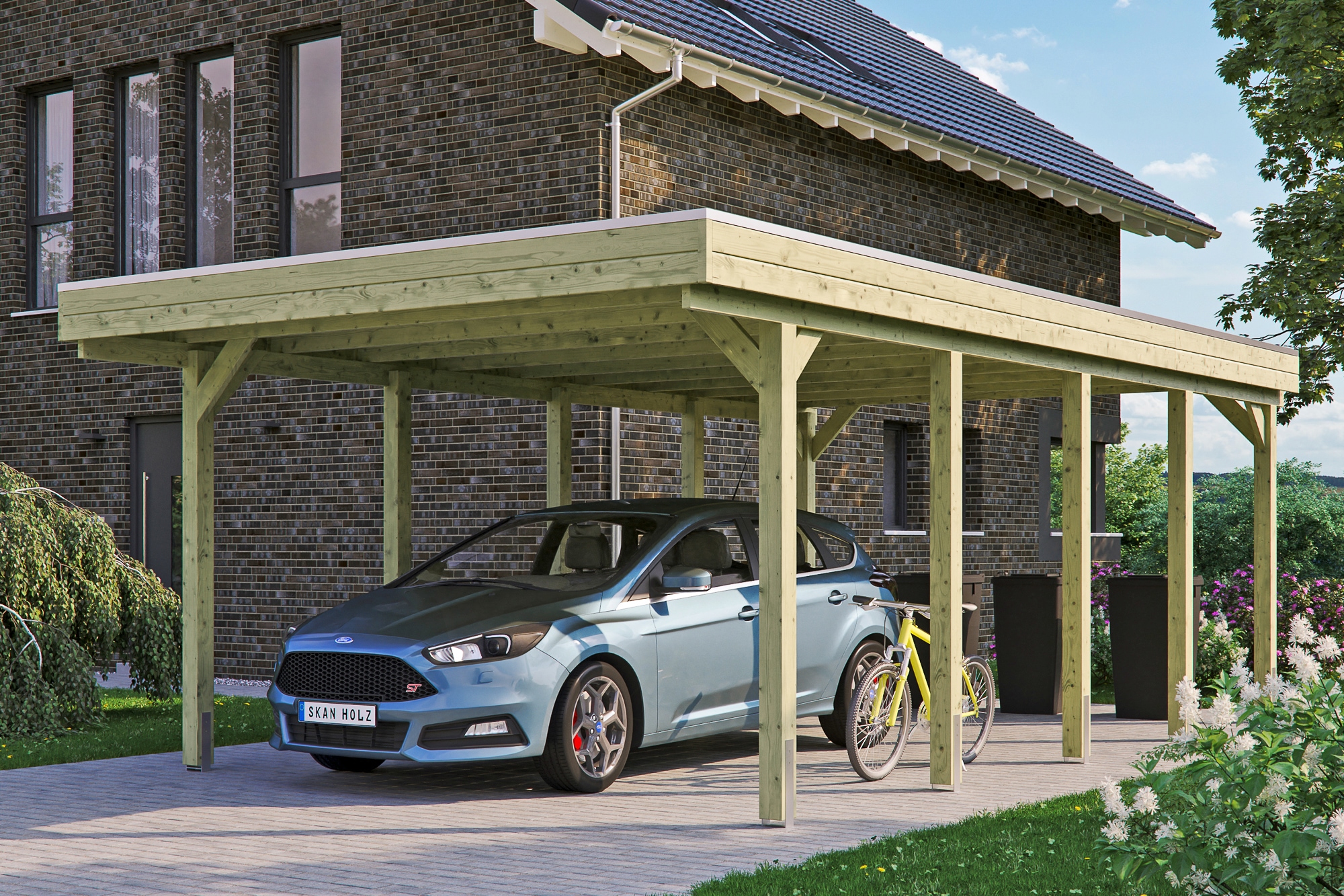 Skanholz Einzelcarport "Friesland" Massivholz 355 cm grün