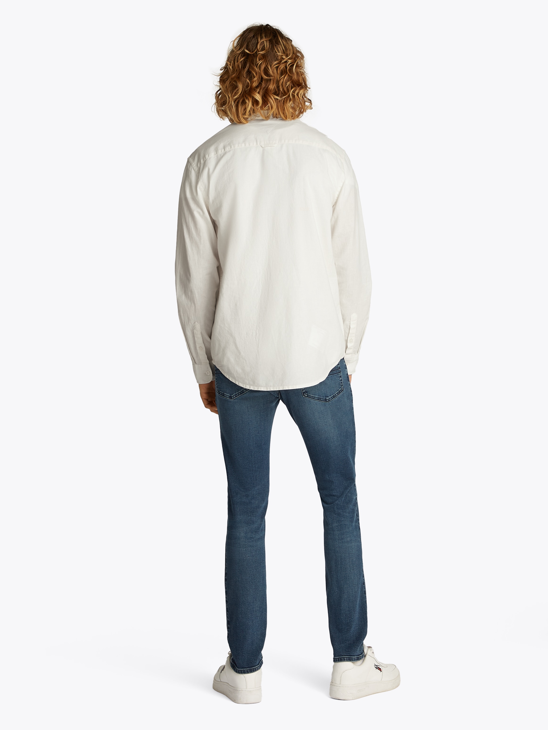 Tommy Jeans Langarmhemd »TJM LINEN MIX BAND COLLAR SHIRT«