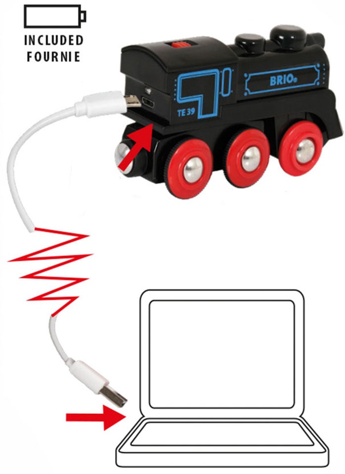 BRIO® Spielzeug-Eisenbahn »BRIO® WORLD, Schwarze Akkulok mit Mini USB«, FSC® - schützt Wald - weltweit