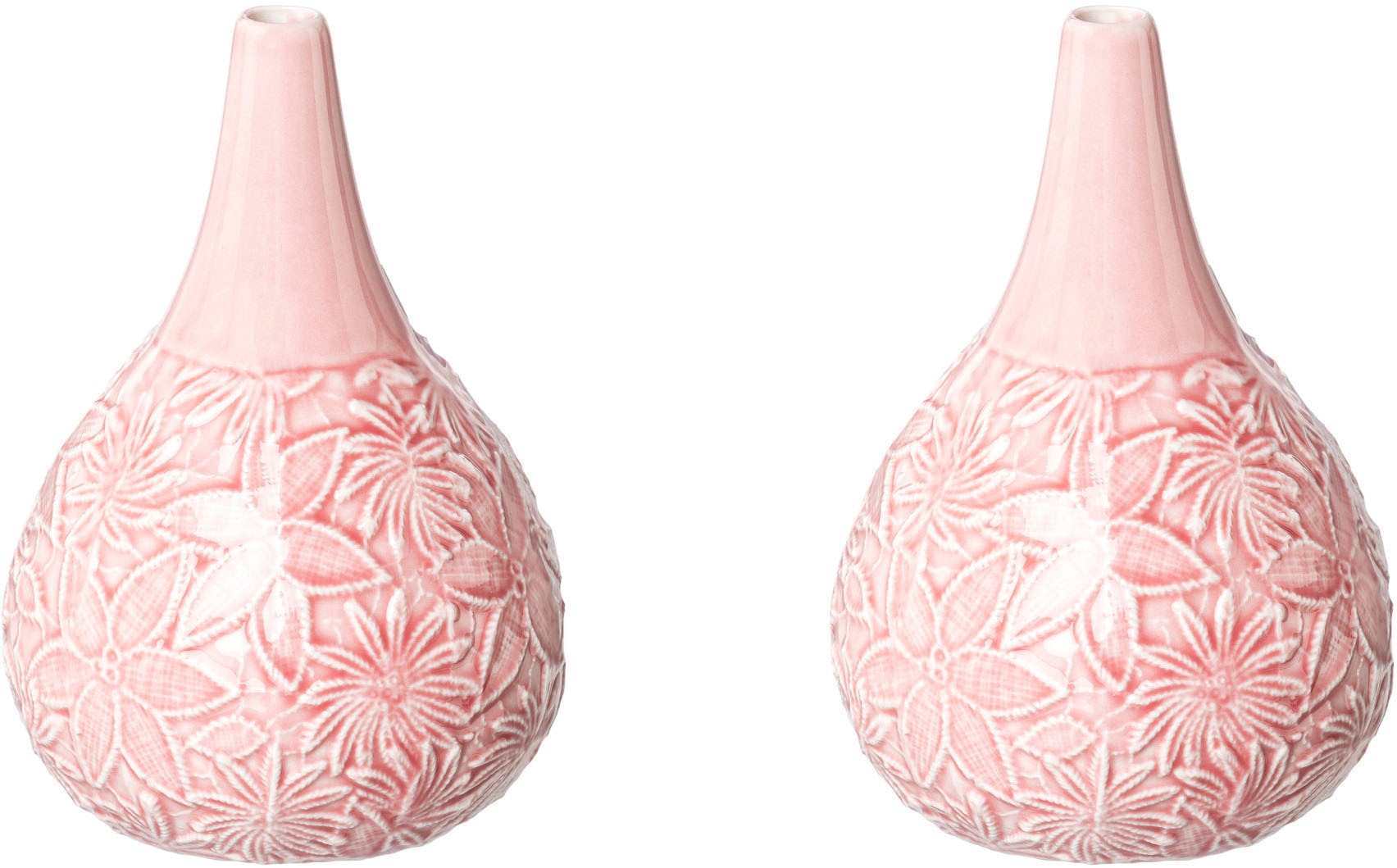 Tischvase CREATIV HOME "BLOOMING", rosa, H:18,5cm Ø:12,5cm, Porzellan, Vasen, Vase mit Blütendesign, aus Porzellan