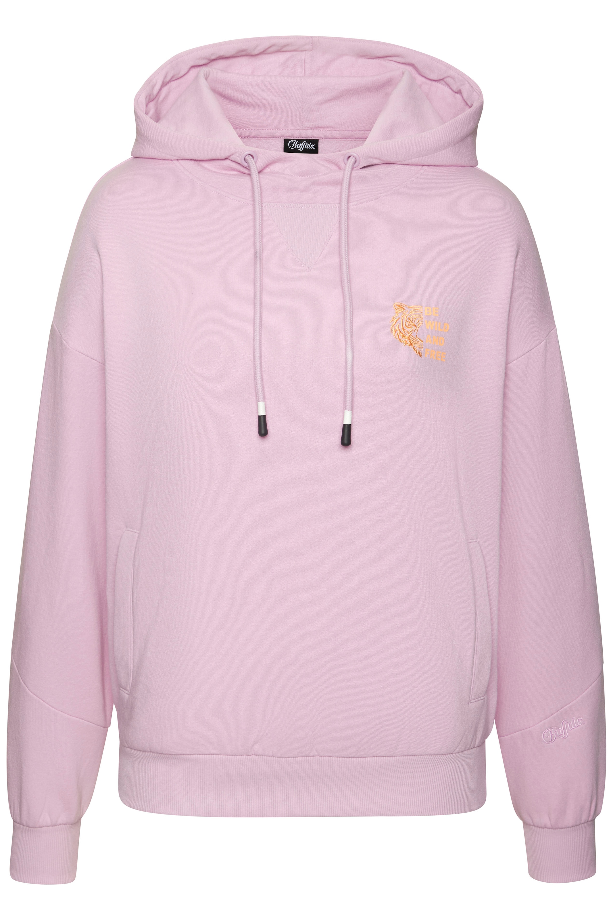 Buffalo Kapuzenpullover, mit Kontraststickerei und seitliche Taschen