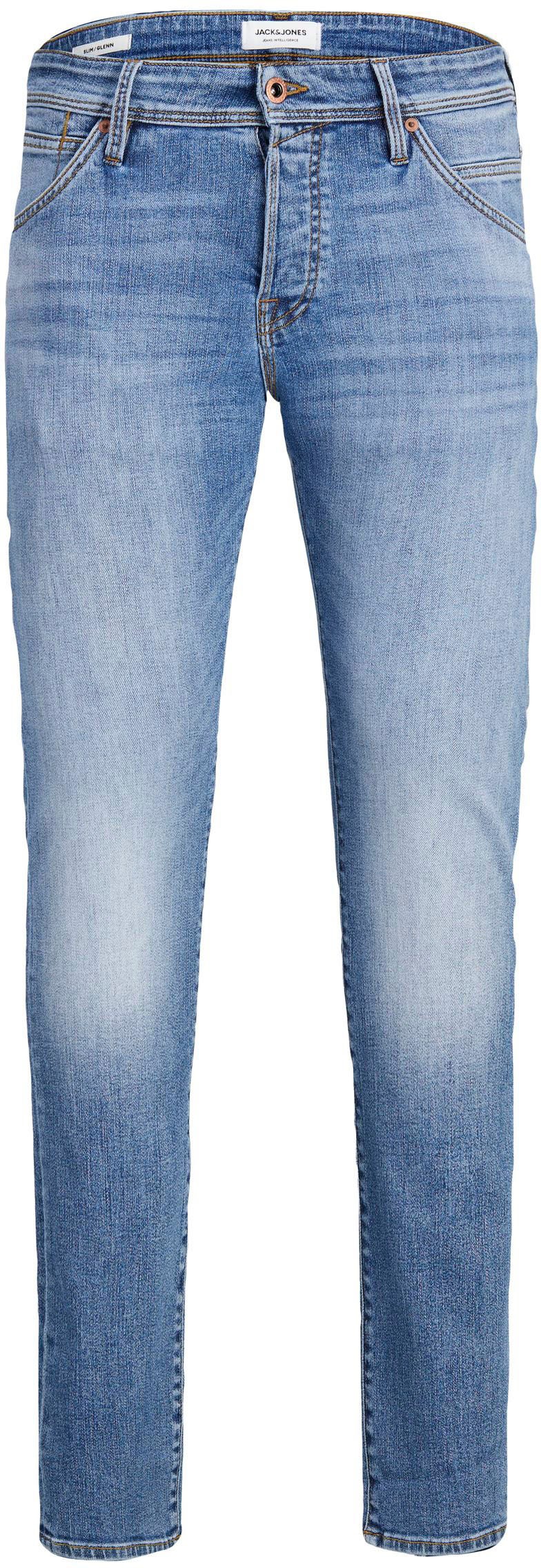 Jack & Jones Slim-fit-Jeans »JJIGLENN – Jeans mit Gürtelschlaufen und Used-Waschung«, Used, modisch, slim fit, Denim/Jeans