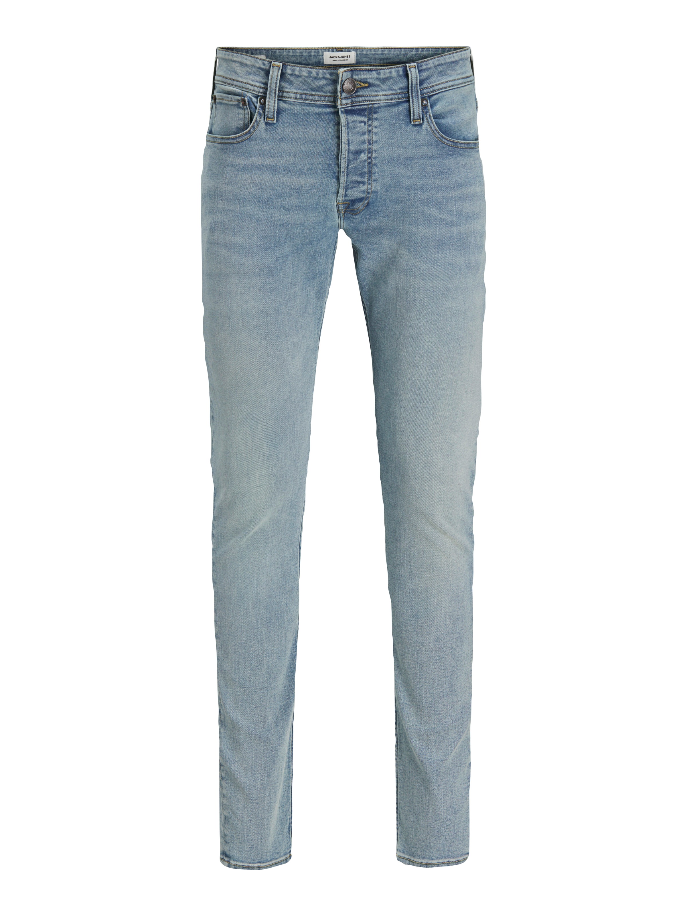 Slim-fit-Jeans JACK & JONES "JJIGLENN Slim-Fit mit Stretch und praktischer 5-Pocket-Form", Herren, Gr. 34, Länge 34, blau (blau denim), Denim/Jeans, Obermaterial: 70% Baumwolle, 28% Polyester, 2% Elasthan, Abriebeffekte, slim fit knöchellang, Jeans Slim-f 3