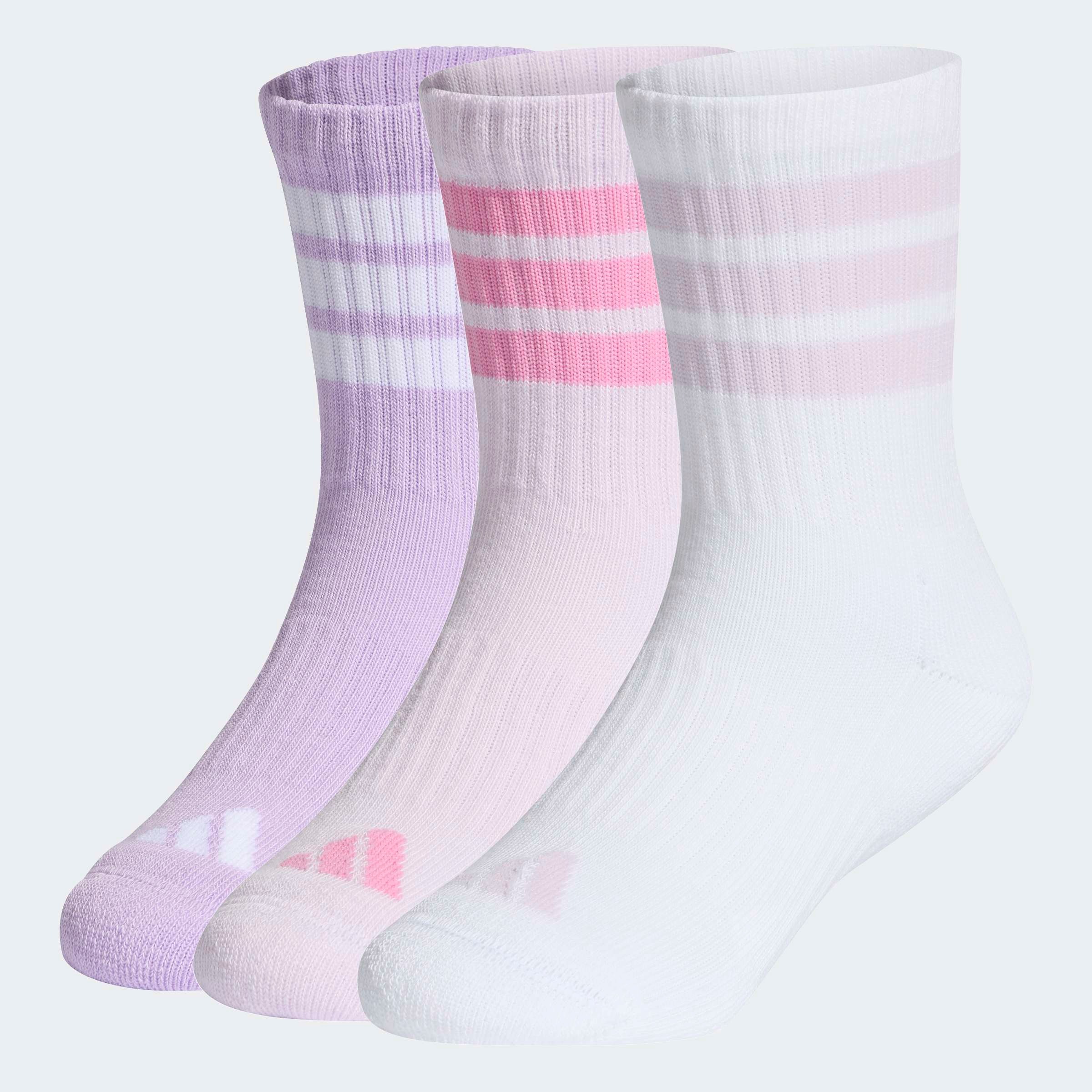 Mädchen Funktionssocken "3S KD C CRW 3P", ADIDAS PERFORMANCE, Gr. 31powder plum, weiß, ice lavender, Obermaterial: 63% Baumwolle, 32% Polyester, 4%