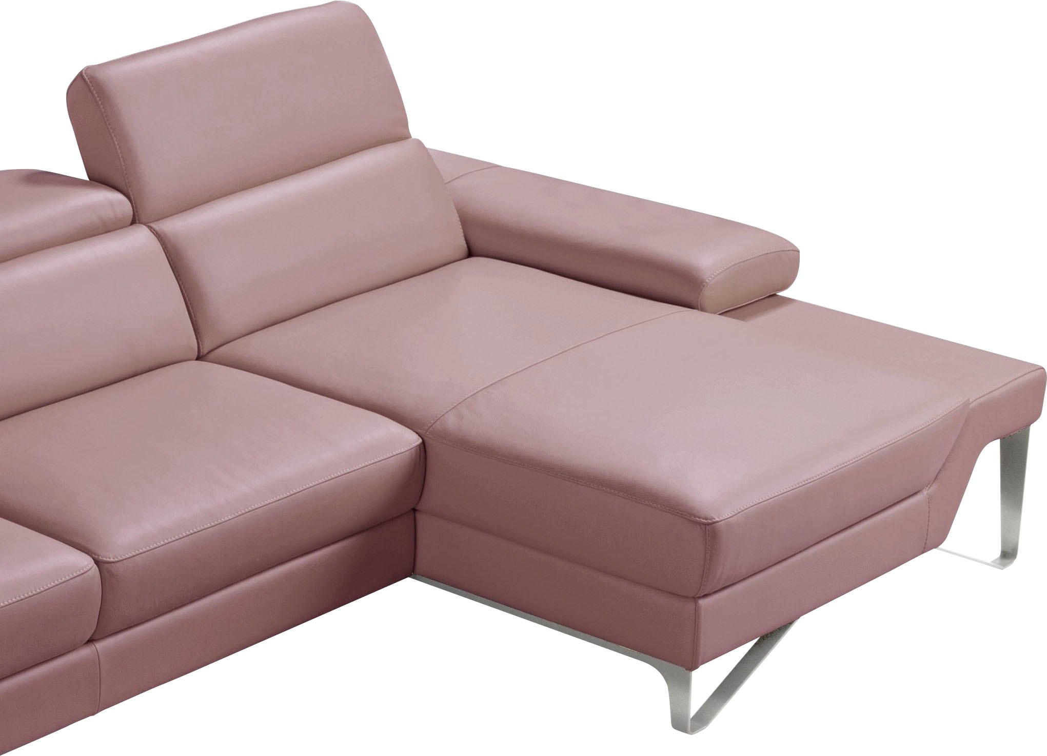 Egoitaliano Ecksofa »Princess, elegantes Designsofa mit erstklassigem Sitzkomfort, L-Form«, mit Recamiere, inkl. Kopfteilverstellung, edle Designmetallfüße