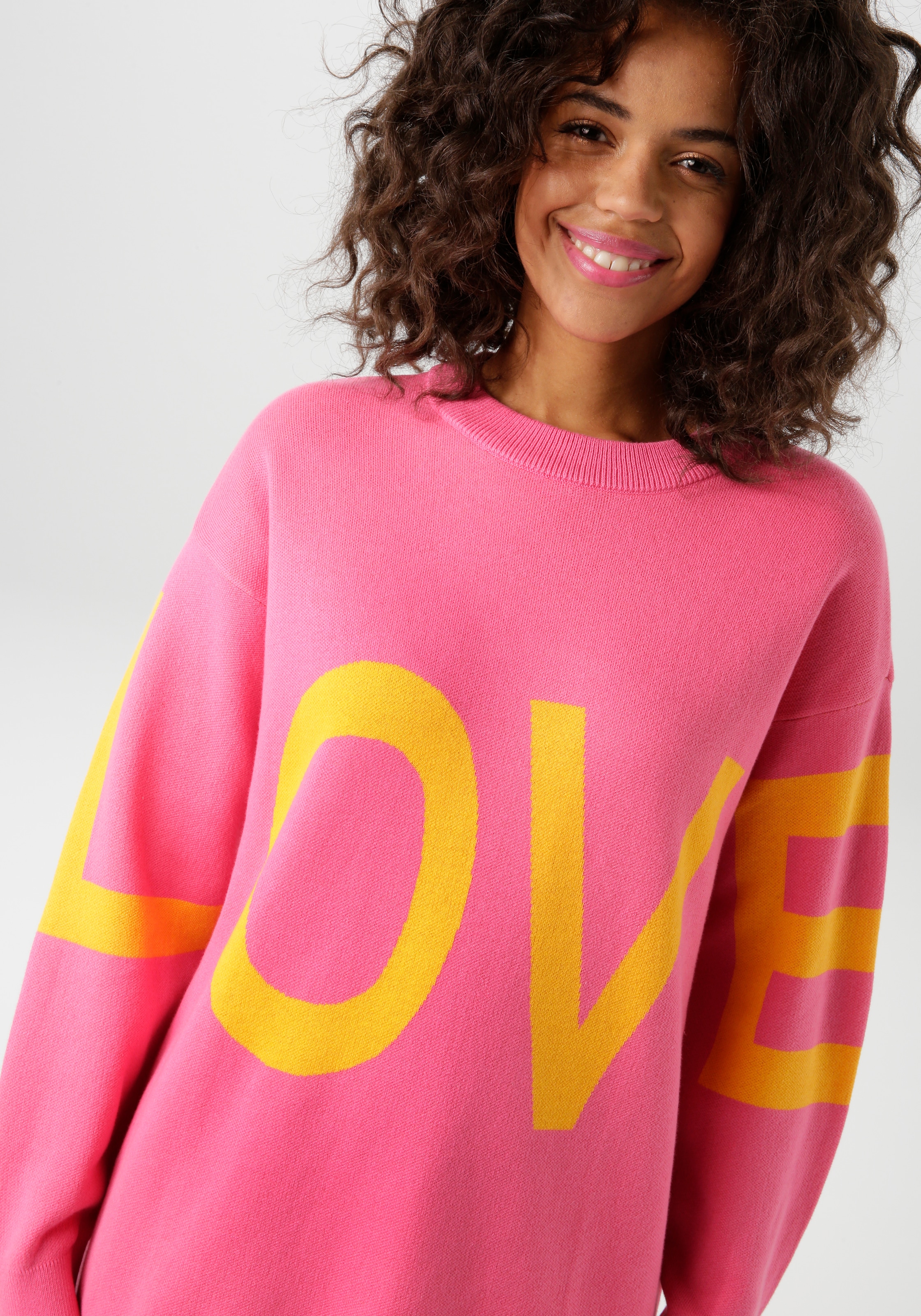 Aniston CASUAL Strickpullover, mit eingestricktem LOVE-Schriftzug - NEUE KOLLEKTION