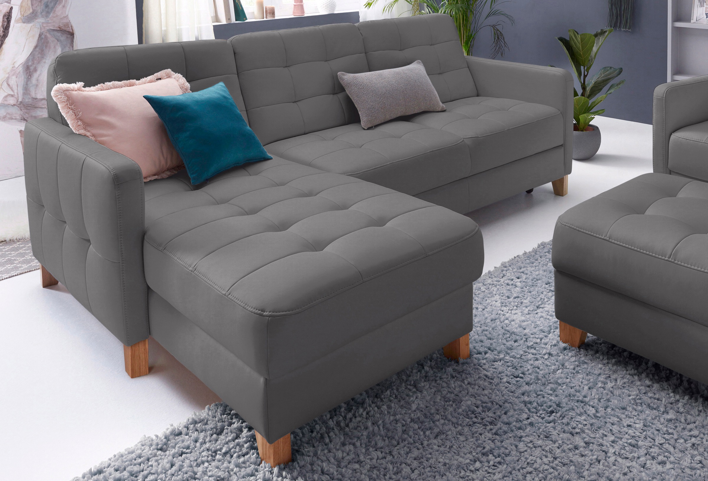 exxpo - sofa fashion Ecksofa »Elio, kompakt und komfortabel, bequem und zeitloses Design, L-Form«, wahlweise mit Bettfunktion