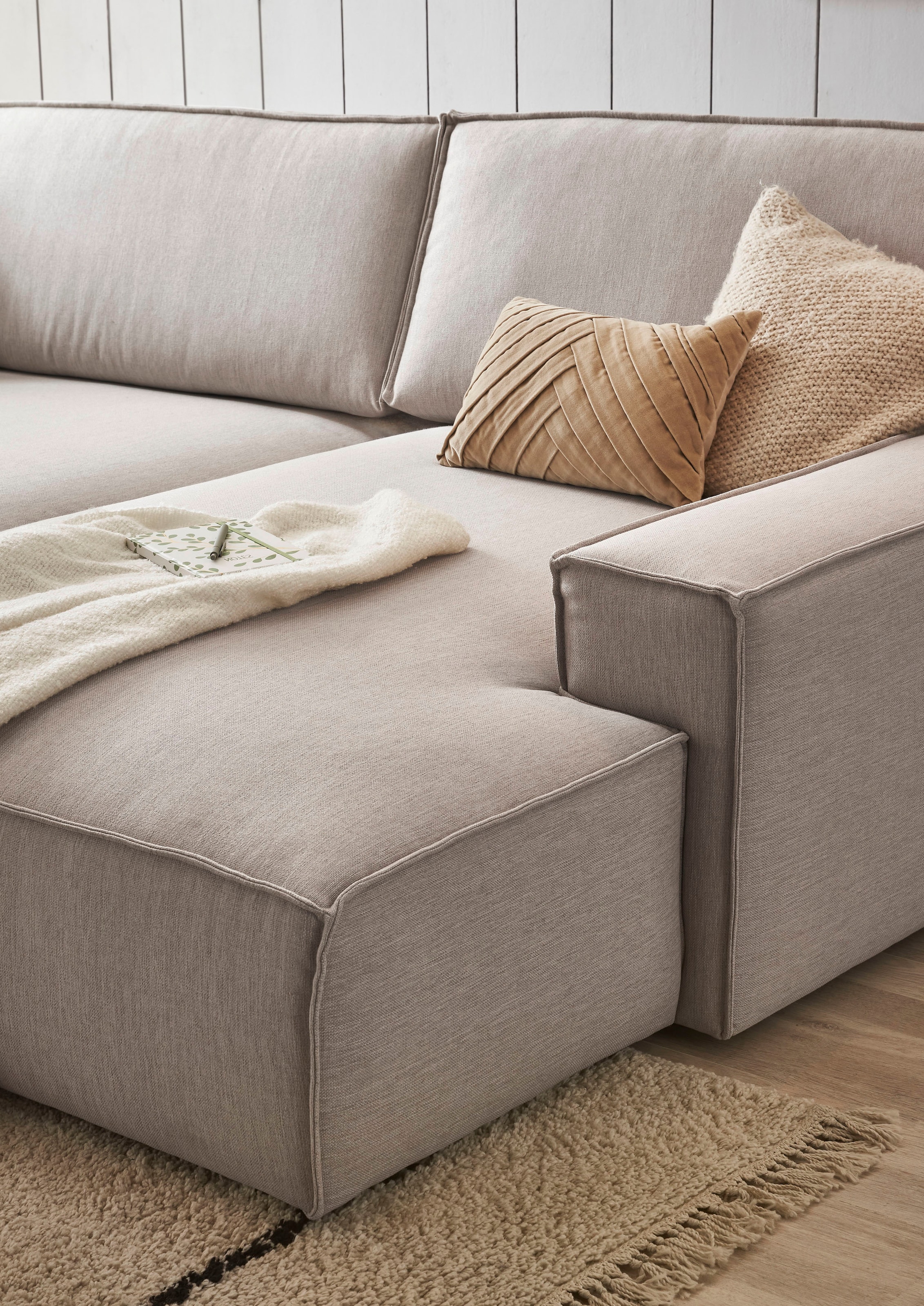 OTTO home Polsterecke »SHERWOOD XXL tief, L-Form, Schlaffunktion, Bigsofa, Cord, Leinenoptik« stellbar zum Schlafsofa (Krokodilverbinder), Cord, Leinenoptik,