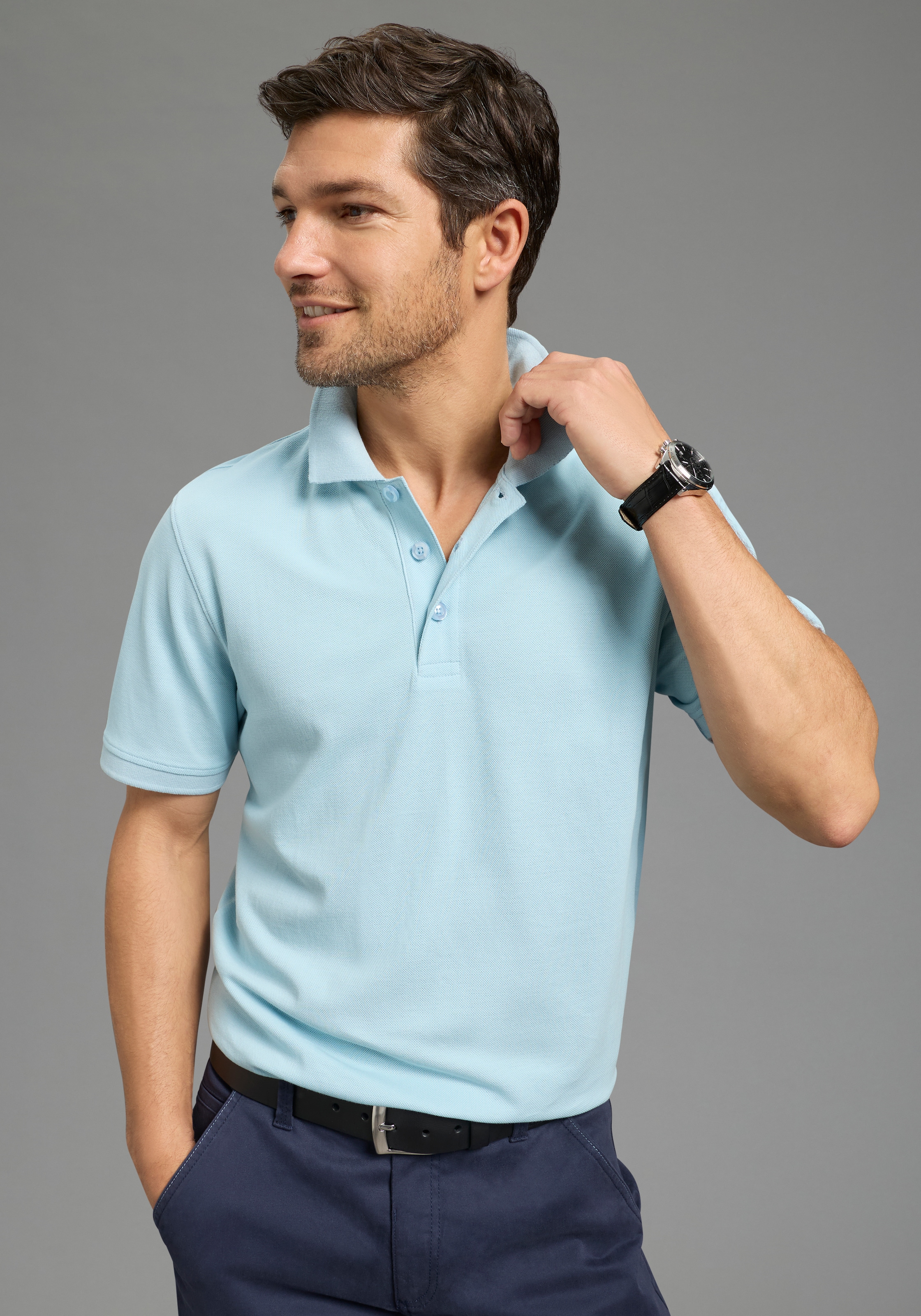 Mans World Poloshirt Kurzarm, lockere Passform, unifarben günstig online kaufen