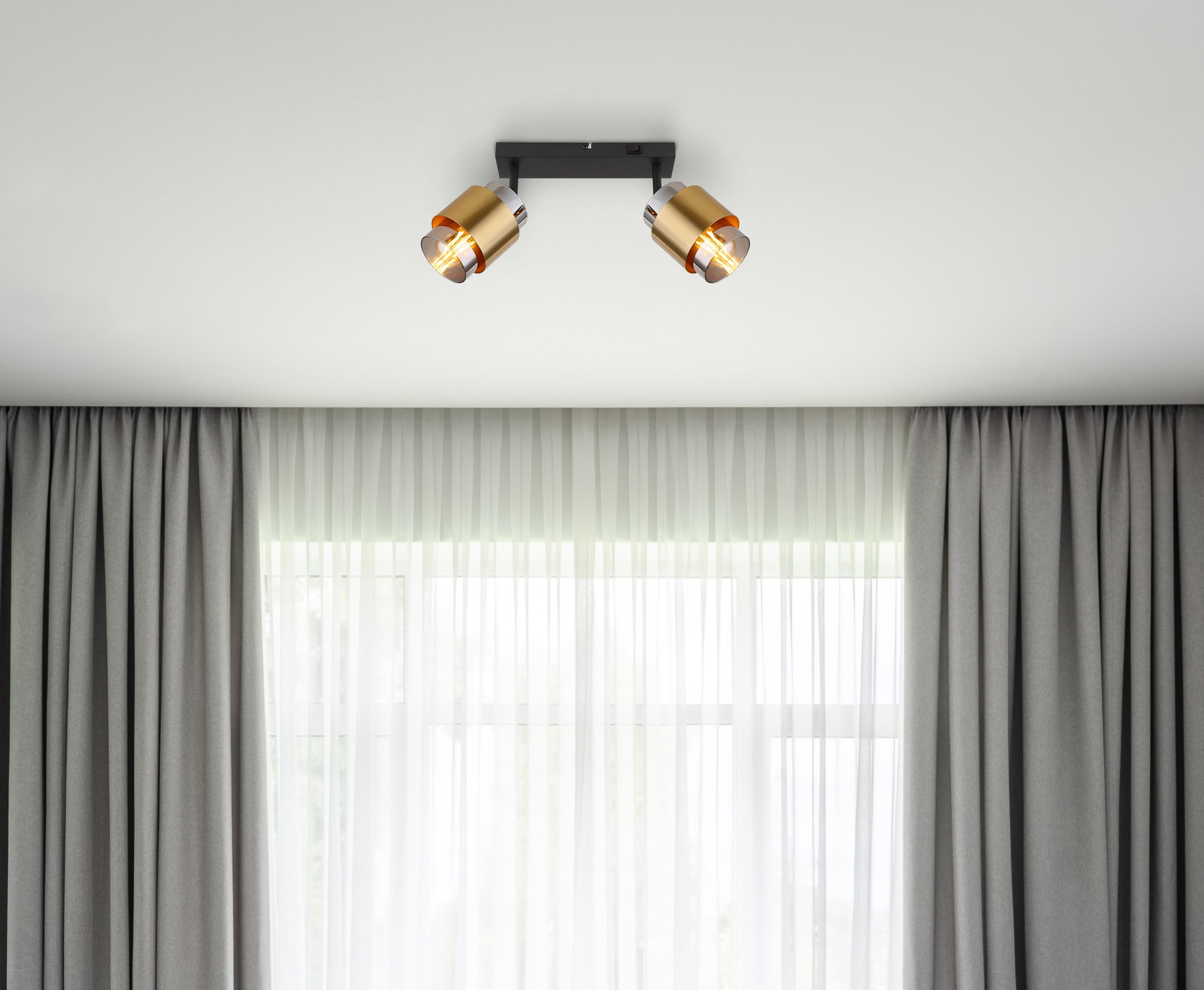 GLOBO LIGHTING Deckenstrahler »MILLEY«, Leuchtmittel E27 | ohne Leuchtmittel, Deckenspot/Glas rauchfarben/Messing/Wohnzimmer/Flur/elegant