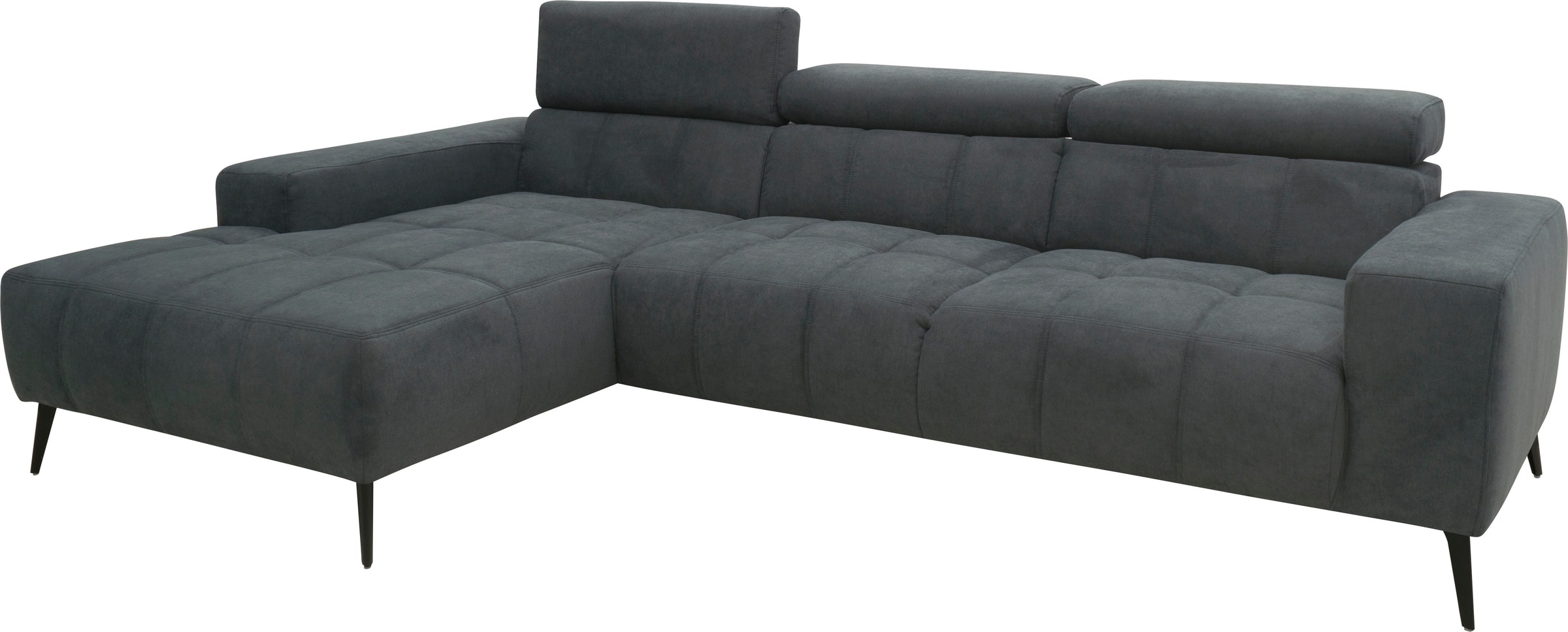 DOMO collection Ecksofa »Trento L-Form, mit Kufenfuß oder Einzelfuß«, wahlweise mit Kopfteilverstellung, Recamiere links/rechts bestellbar