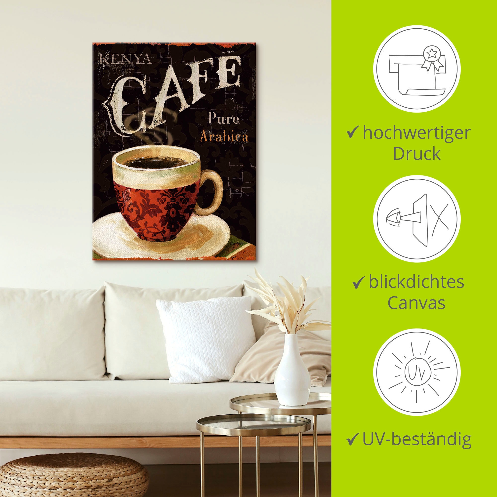 Artland Wandbild »Heutiger Kaffee I«, Getränke, (1 St.), als Leinwandbild, Poster in verschied. Größen