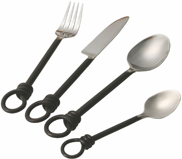 Villa d'Este Besteck-Set »Materia Black«, (Set, 24 tlg.), Essbesteck-Set, poliert