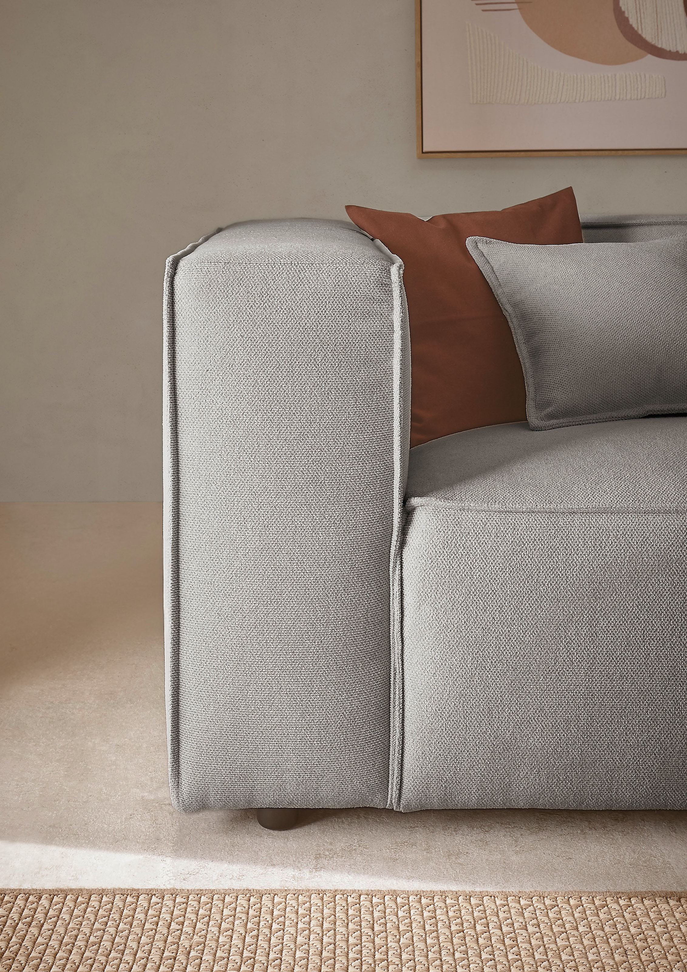 LeGer Home by Lena Gercke 3-Sitzer »PIARA, Couch mit Kedernaht, Sofa in Cord oder Leinenoptik«, schwarze Füße, bequemer Sitzkomfort