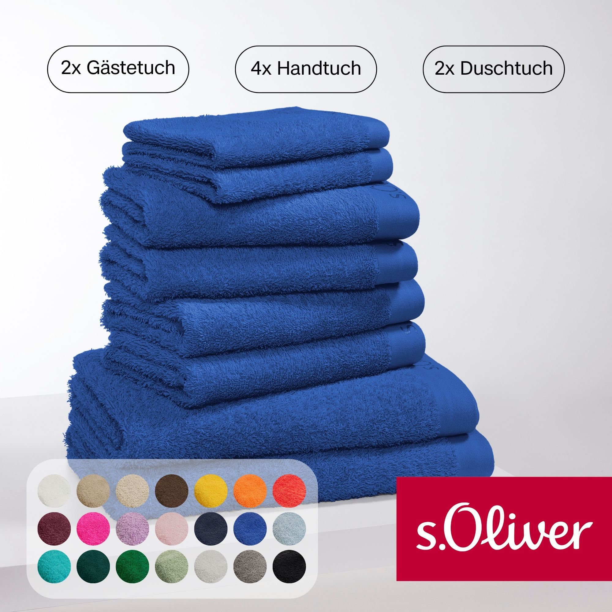 s.Oliver 1100000002199 "s.Oliver, Premium Qualität, 600 gr/m²" Set 8 Stk. Walkfrottier 2 Gästetücher 30x50, 4 Handtücher 50x100, 2 Duschtücher 70x140