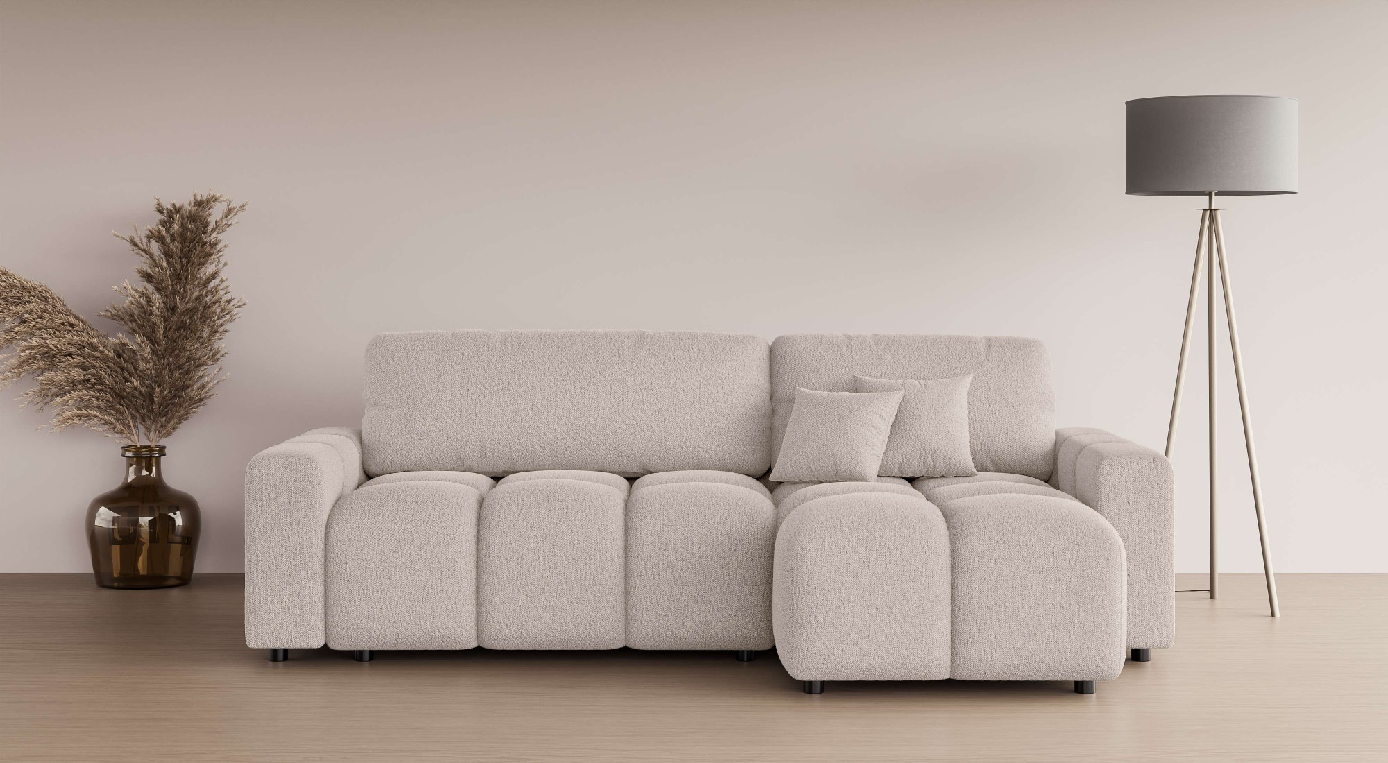 Home affaire Ecksofa »FELICI, Schlafsofa 233cm, L-Form mit Recamiere beidseitig montierbar« Designsofa mit Bettfunktion und Bettkasten, Maße B/T/H: 233/142/88 cm