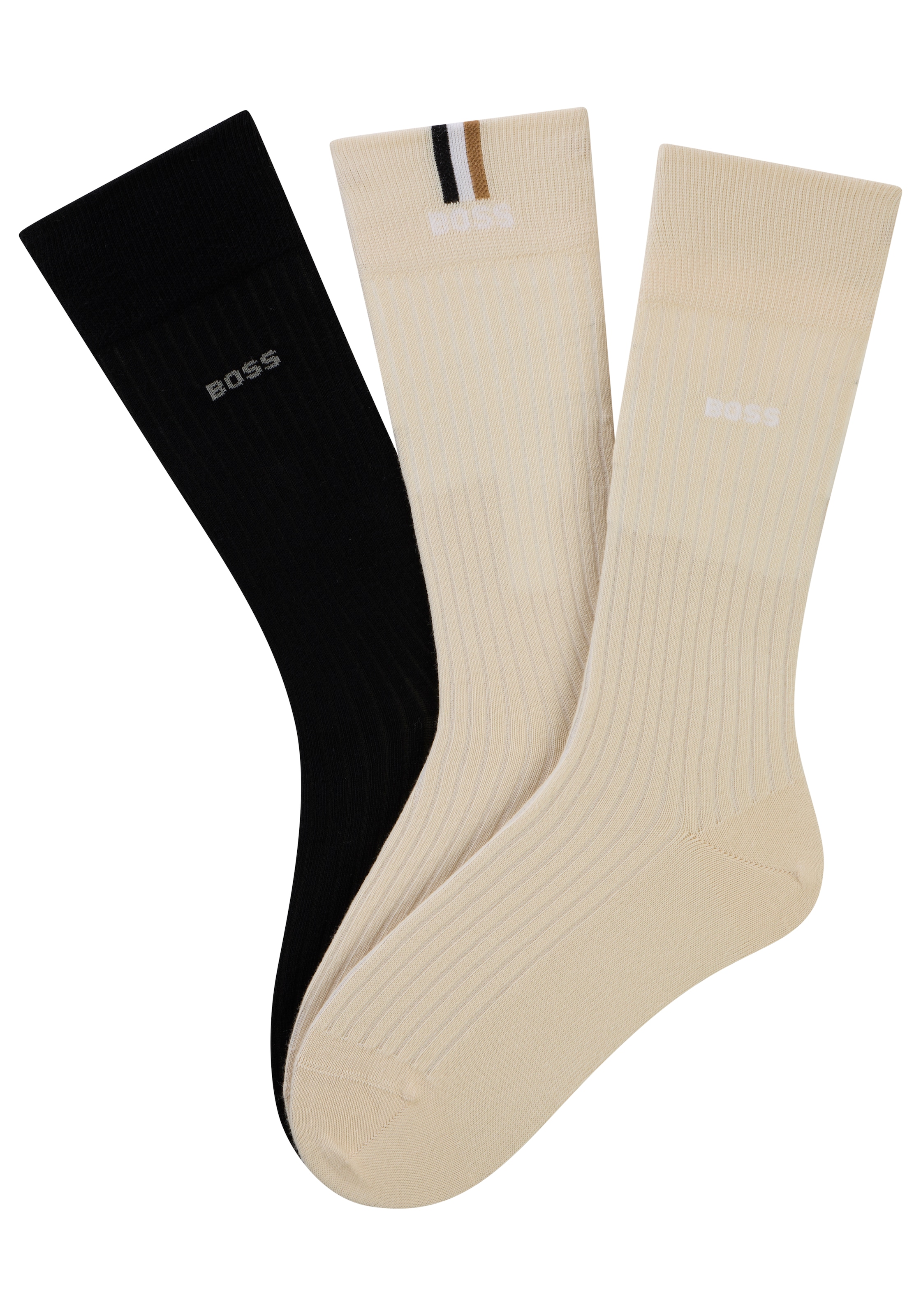 BOSS Socken »3P RS Rib Iconic CC« Packung, 3 Paar tlg. mit Rippstruktur