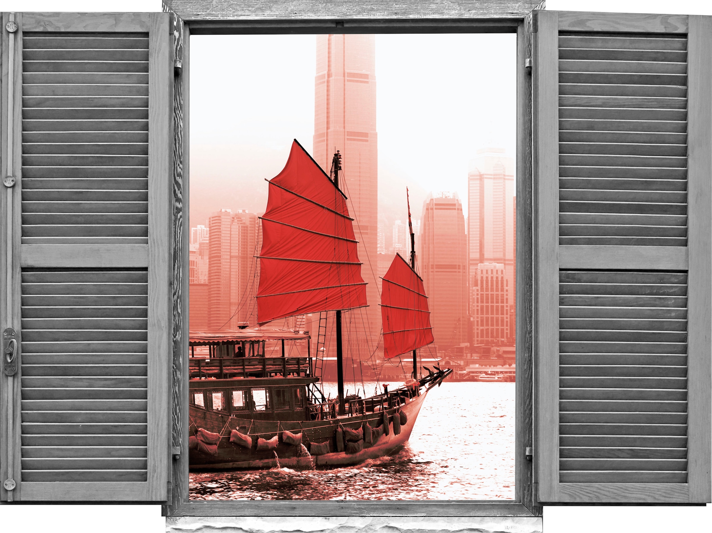 queence Wandtattoo »Piratenschiff«, (1 St.), Wandsticker, Wandbild, selbstklebend, 3D, Fenster