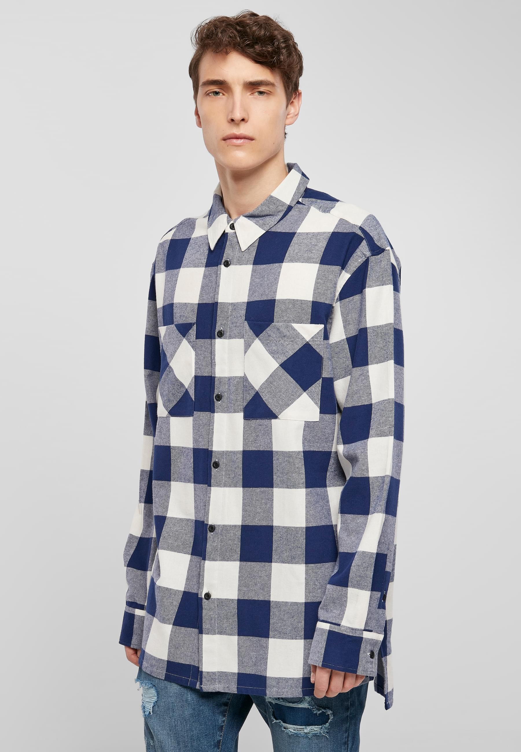 URBAN CLASSICS Langarmhemd »Urban Classics Herren Long Oversized Checked Shirt«, (1 tlg.)
