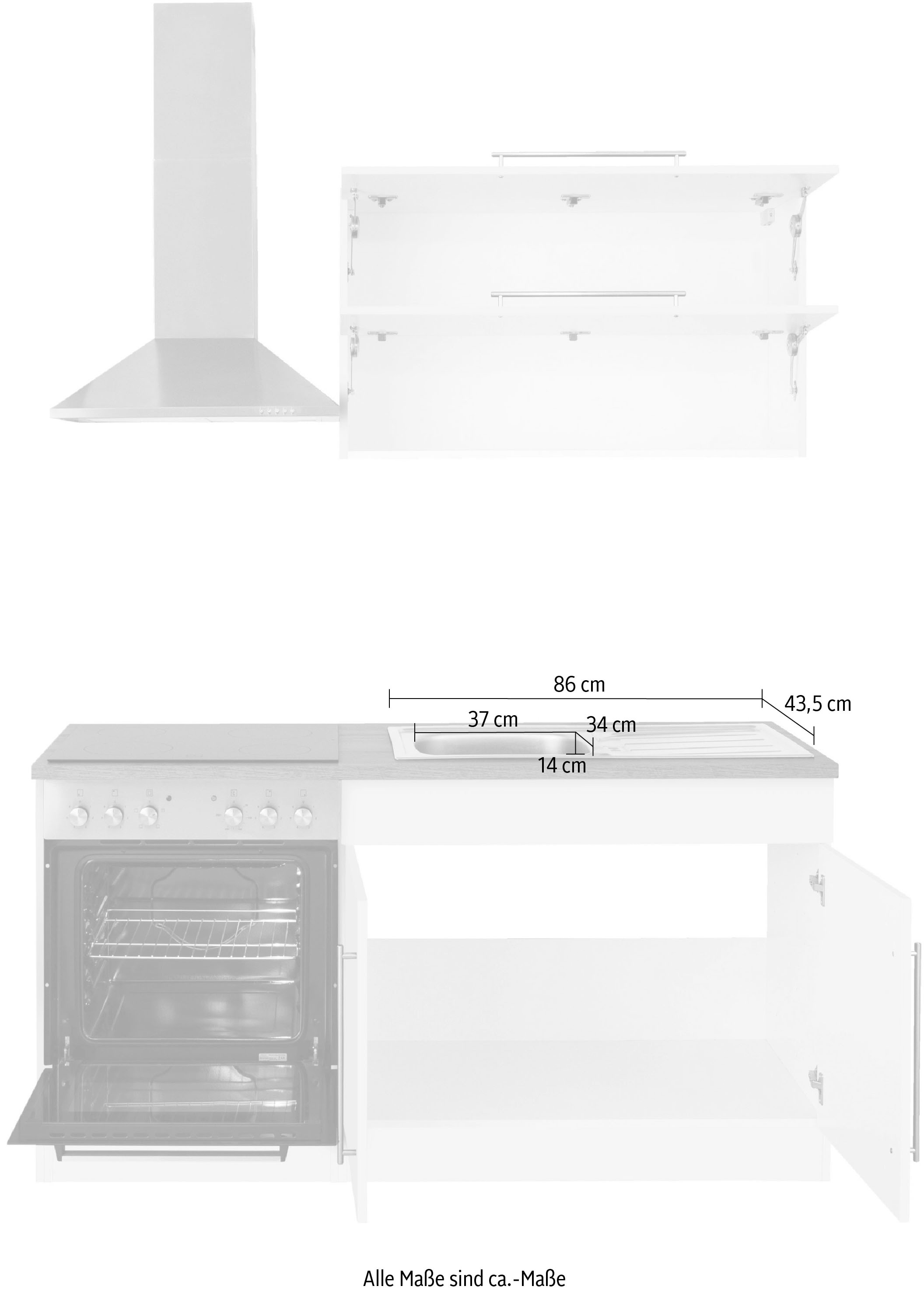 HELD MÖBEL Küchenzeile »Samos«, mit 160 E-Geräten, bestellen BAUR cm Breite 