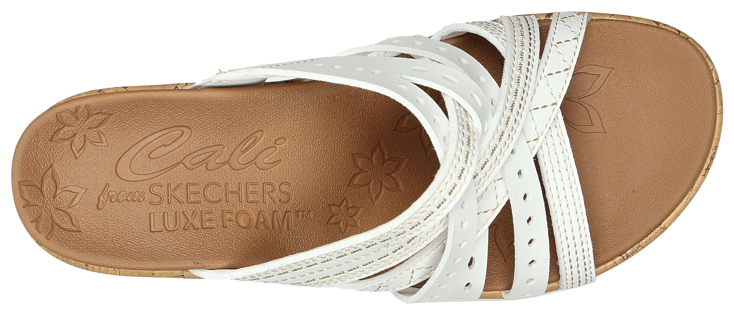 Skechers Pantolette »BEVERLEE-HOT SPRING«, Keilabsatz, Sommerschuh, Schlappen mit schönen Kontrastnähten