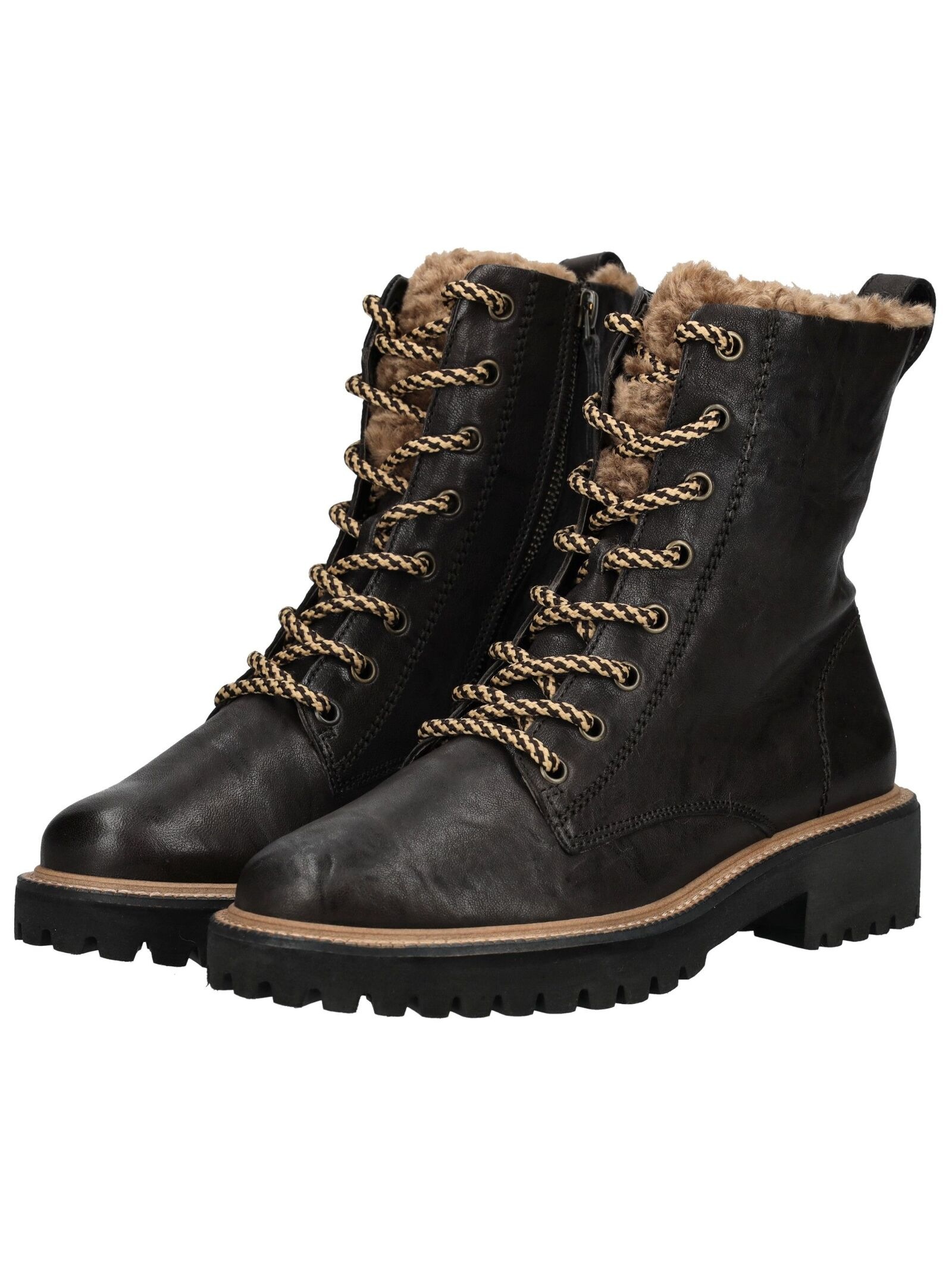 Schnürstiefelette PAUL GREEN "Paul Green Stiefelette Glattleder", Damen, Gr. 38,5, moro, Glattleder, Schuhe Schnürstiefelette 3