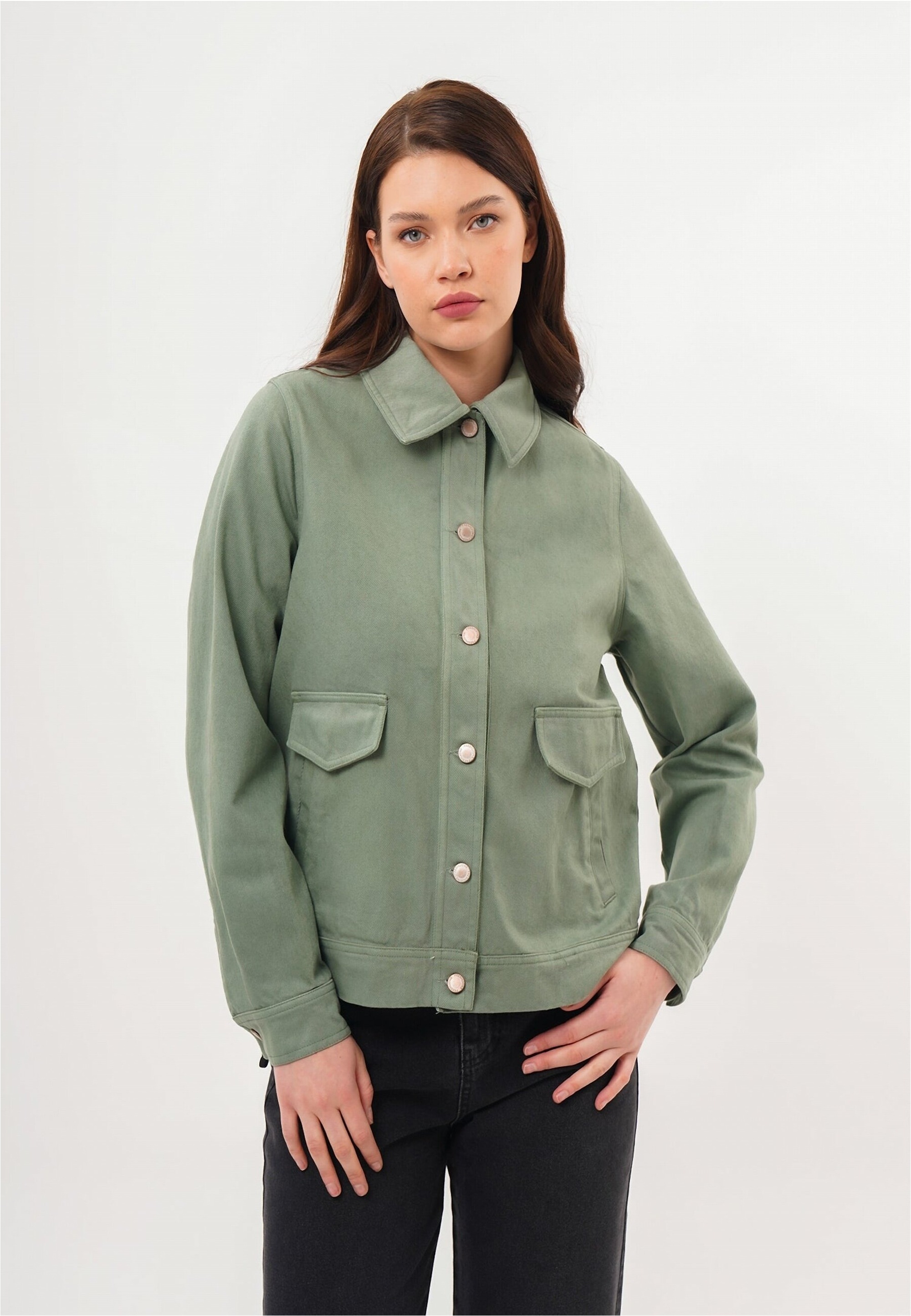 Outdoorjacke FRESHLIONS "Kalia", Damen, Gr. S, grün (olivgrün), 100% Baumwolle, lang, Jacken Outdoorjacke, im klassischen Design
