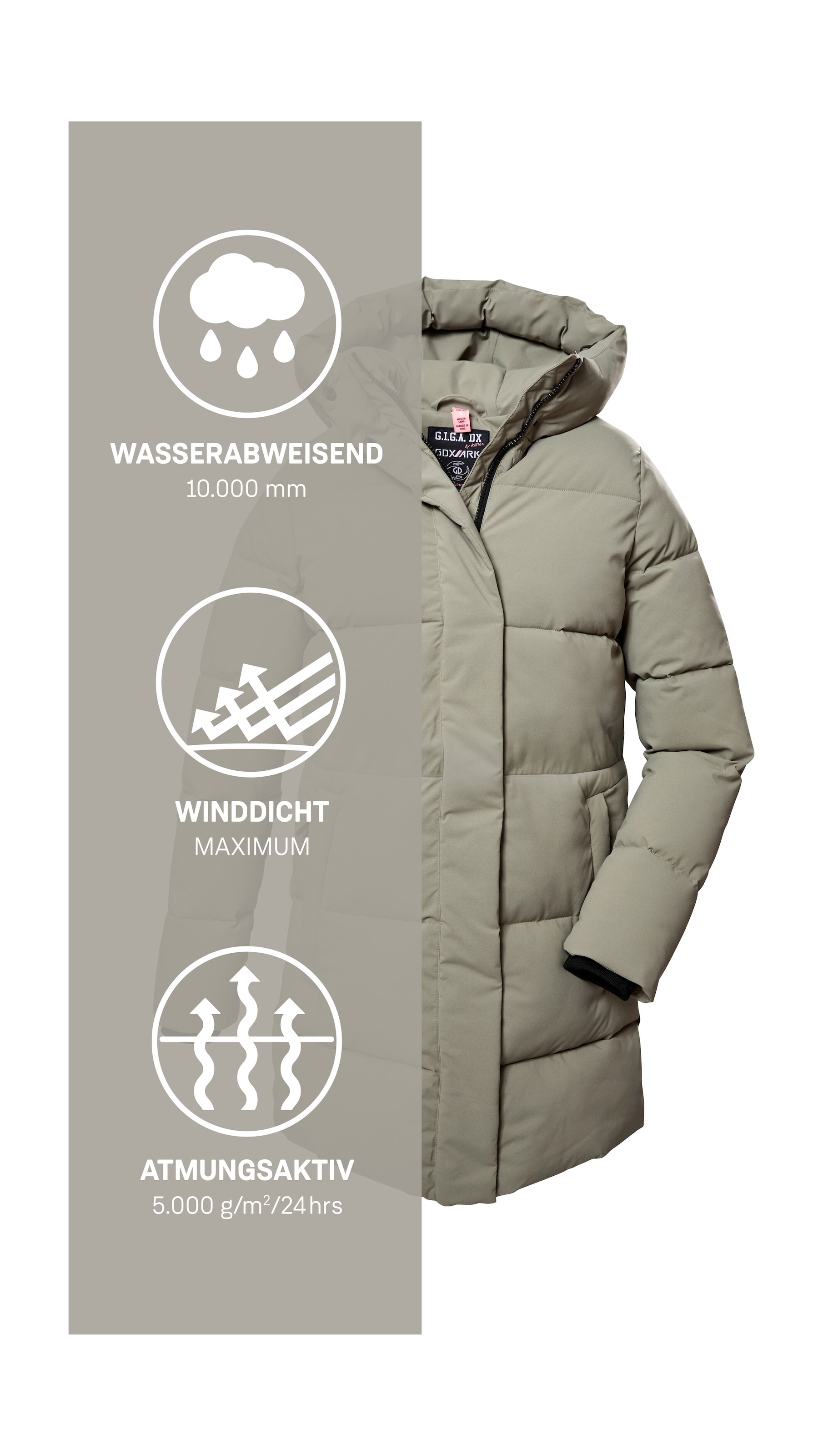 G.I.G.A. DX by killtec Steppmantel »GW 1 WMN QLTD PRK«, Damen Steppparka, winddicht, wasserabweisend, 10.000 mm Wassersäule