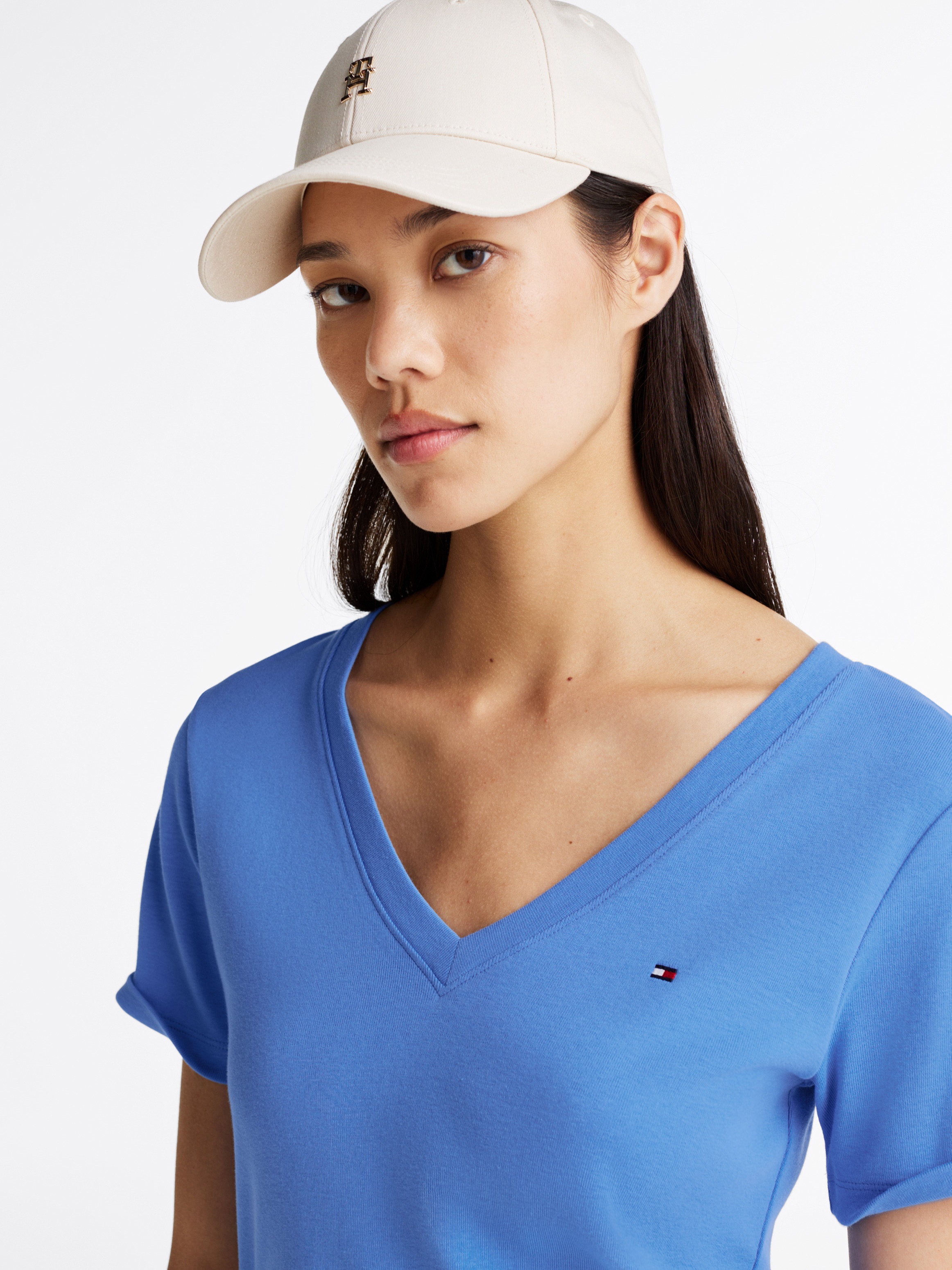 Tommy Hilfiger T-Shirt "SLIM CODY V-NK SS mit V-Ausschnitt und Streifen" Ba günstig online kaufen