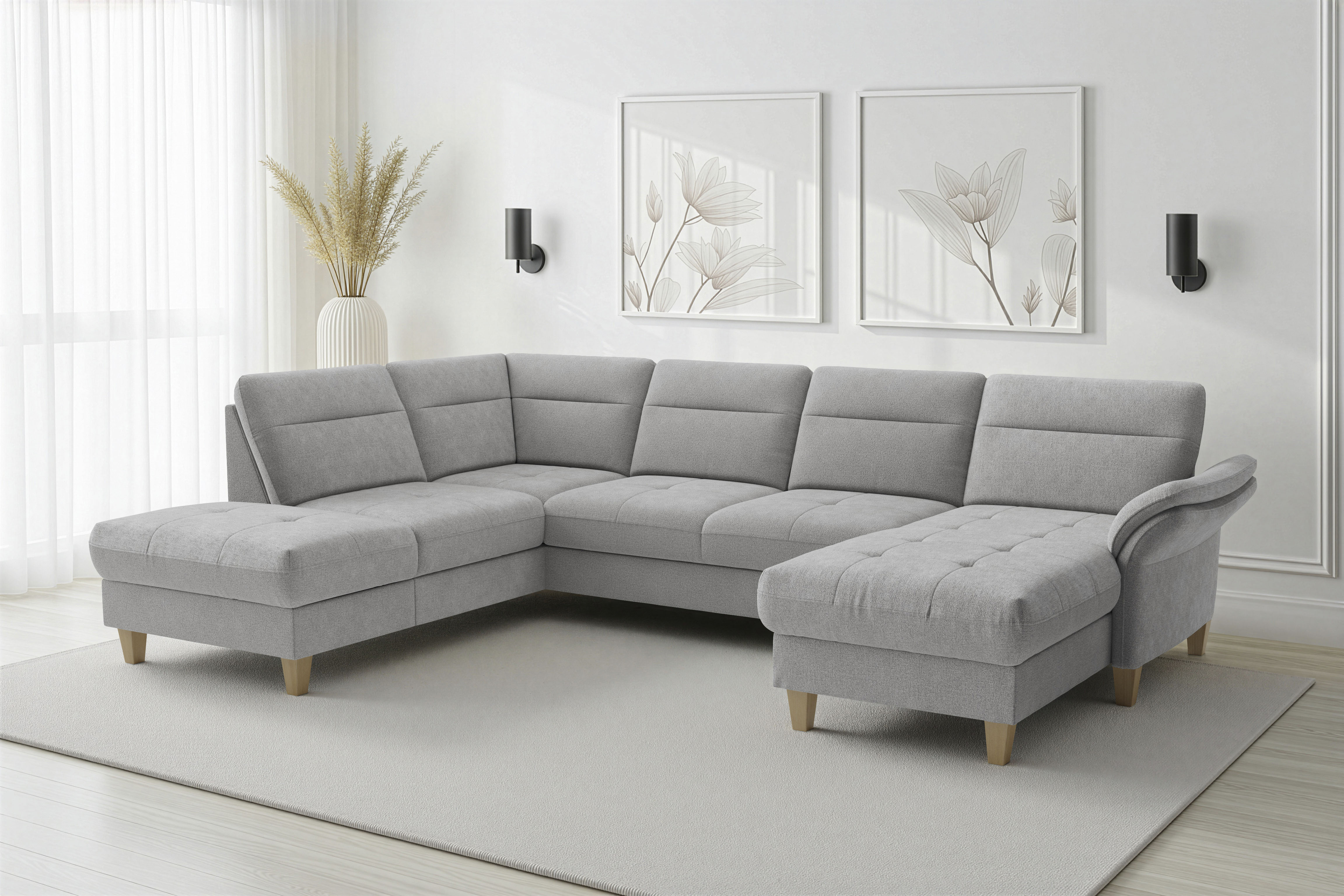 sit&more "Pamela U-Form, B: 292 cm, optional Schlaffunktion & Bettkasten" mit Federkern und Liegefläche aus Originalstoff