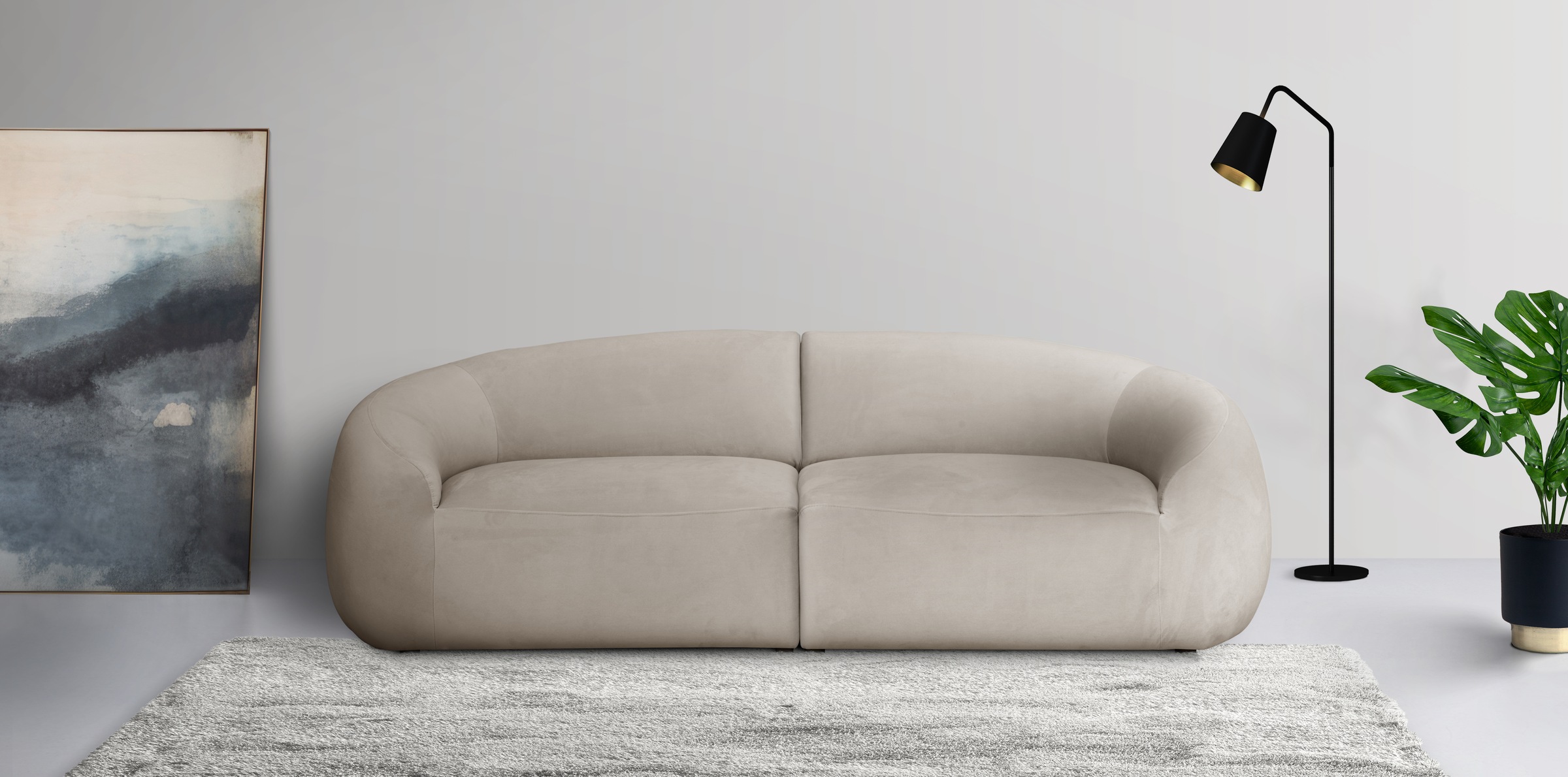 LeGer Home by Lena Gercke Big-Sofa »YANI Designersofa, organische Form, Maße B/T/H: 240/64/81 cm«, mit Wellenunterfederung, auch in Bouclé, passend zur Serie