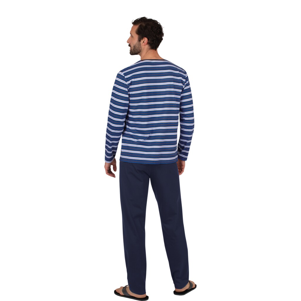 Marken Trigema Trigema Schlafanzug, mit V-Ausschnitt blau Marken Trigema Trigema Schlafanzug, mit V-Ausschnitt blau