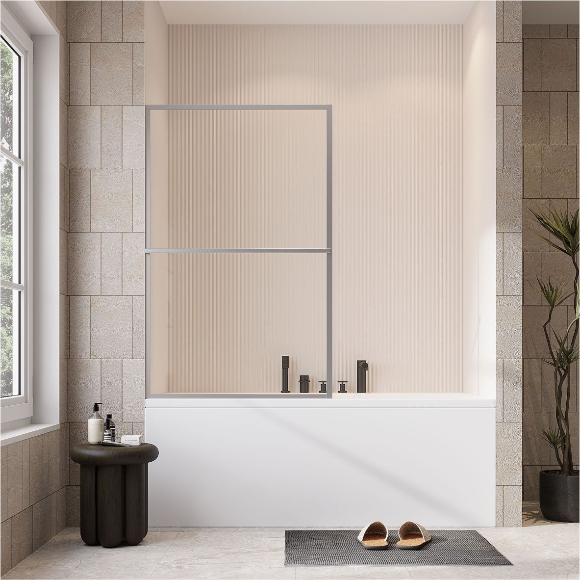 welltime Badewannenaufsatz »Block« 1 Stk. tlg. 6mm ESG und Antikalkversiegelung,extra schlanker Rahmen