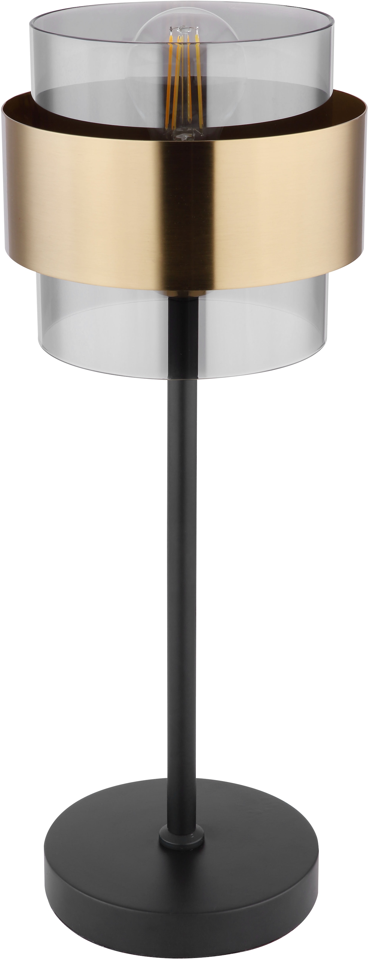 GLOBO LIGHTING Tischleuchte »MILLEY«, Leuchtmittel E27 | ohne Leuchtmittel, Tischlampe/Metall/Glas/Messingring/Schlafzimmer/Wohnzimmer