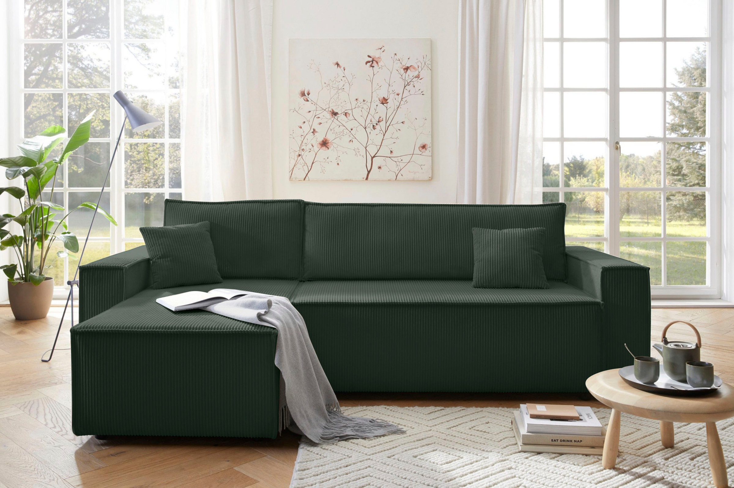 OTTO home Ecksofa "CASSI L-Form, 241cm - OTTO. Verlässliche Qualität." Schlaffunktion (133/200), Bettkasten, Cord, Unser Tiefpreis
